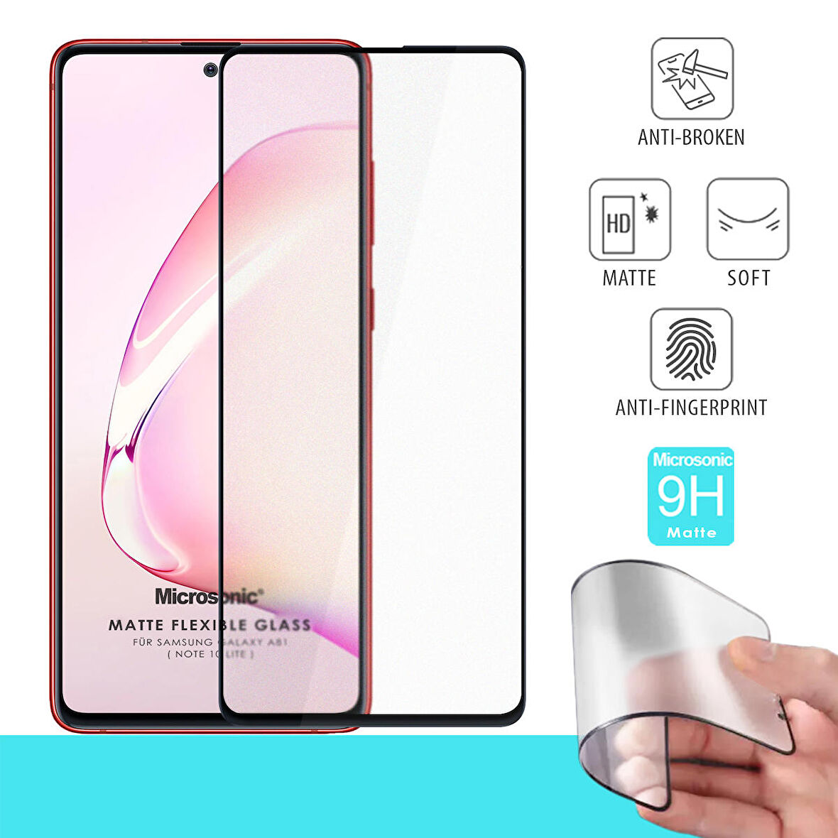 Microsonic Samsung Galaxy A81 Seramik Matte Flexible Ekran Koruyucu Siyah