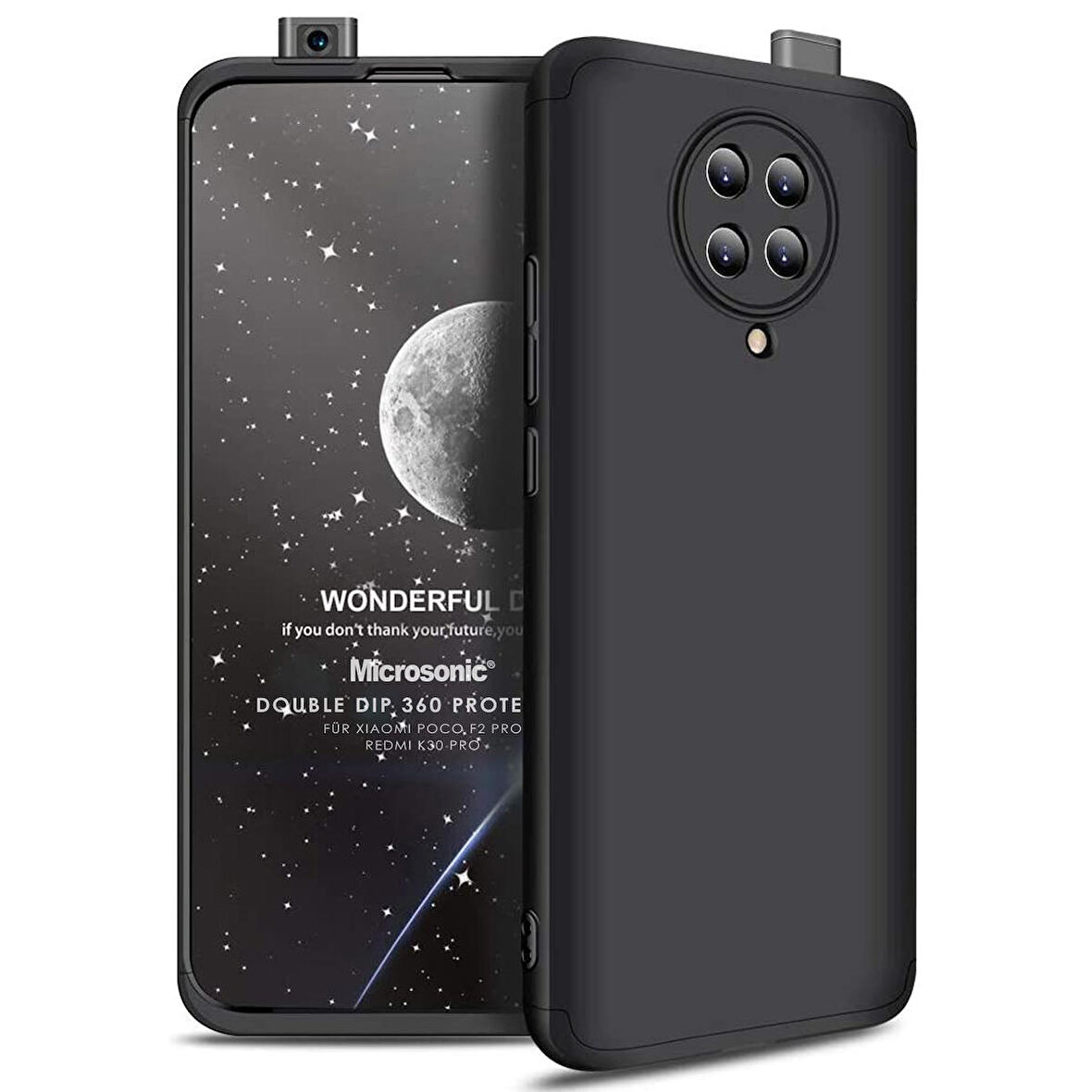 Microsonic Xiaomi Poco F2 Pro Kılıf Double Dip 360 Protective Siyah