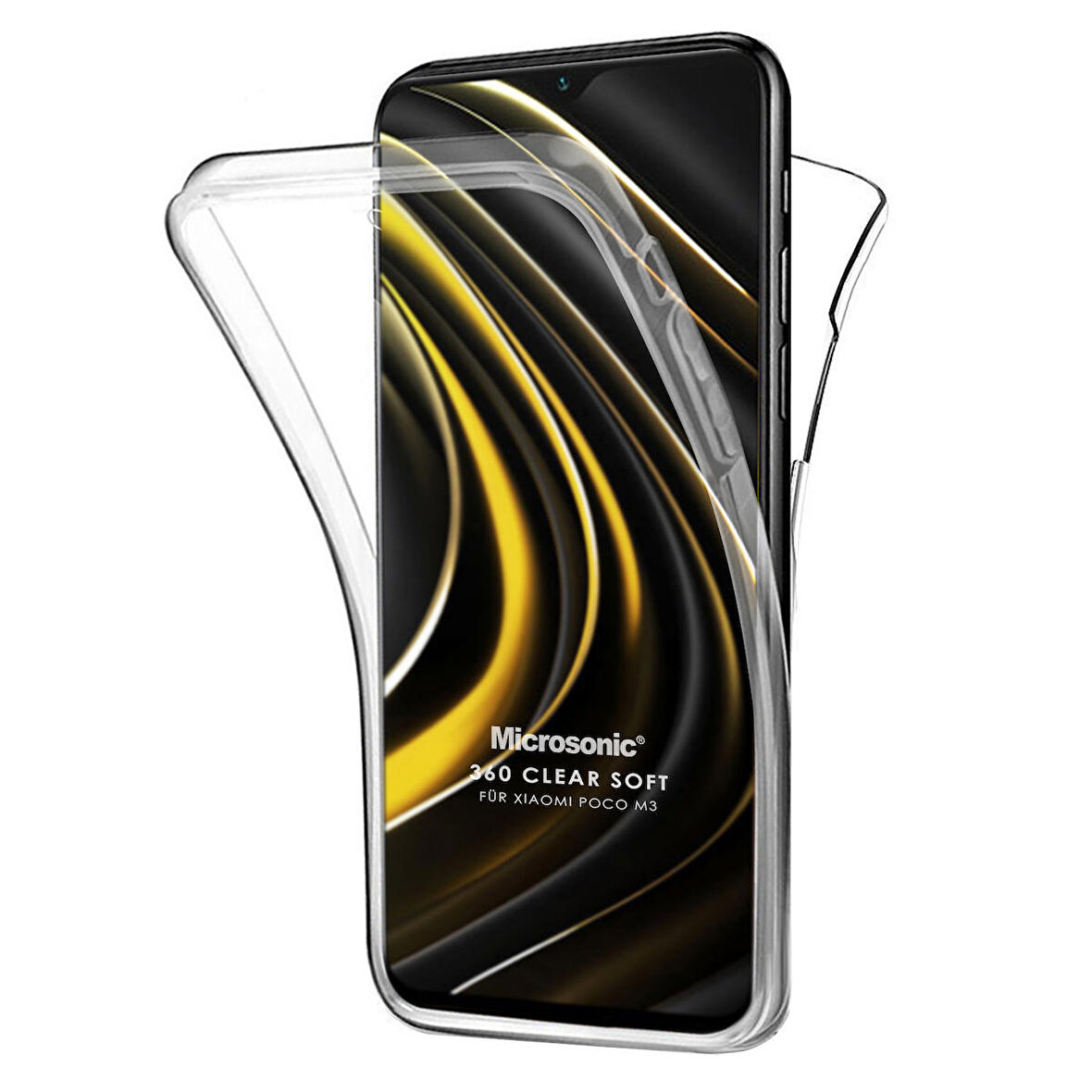 Microsonic Xiaomi Poco M3 Kılıf 6 Tarafı Tam Full Koruma 360 Clear Soft Şeffaf