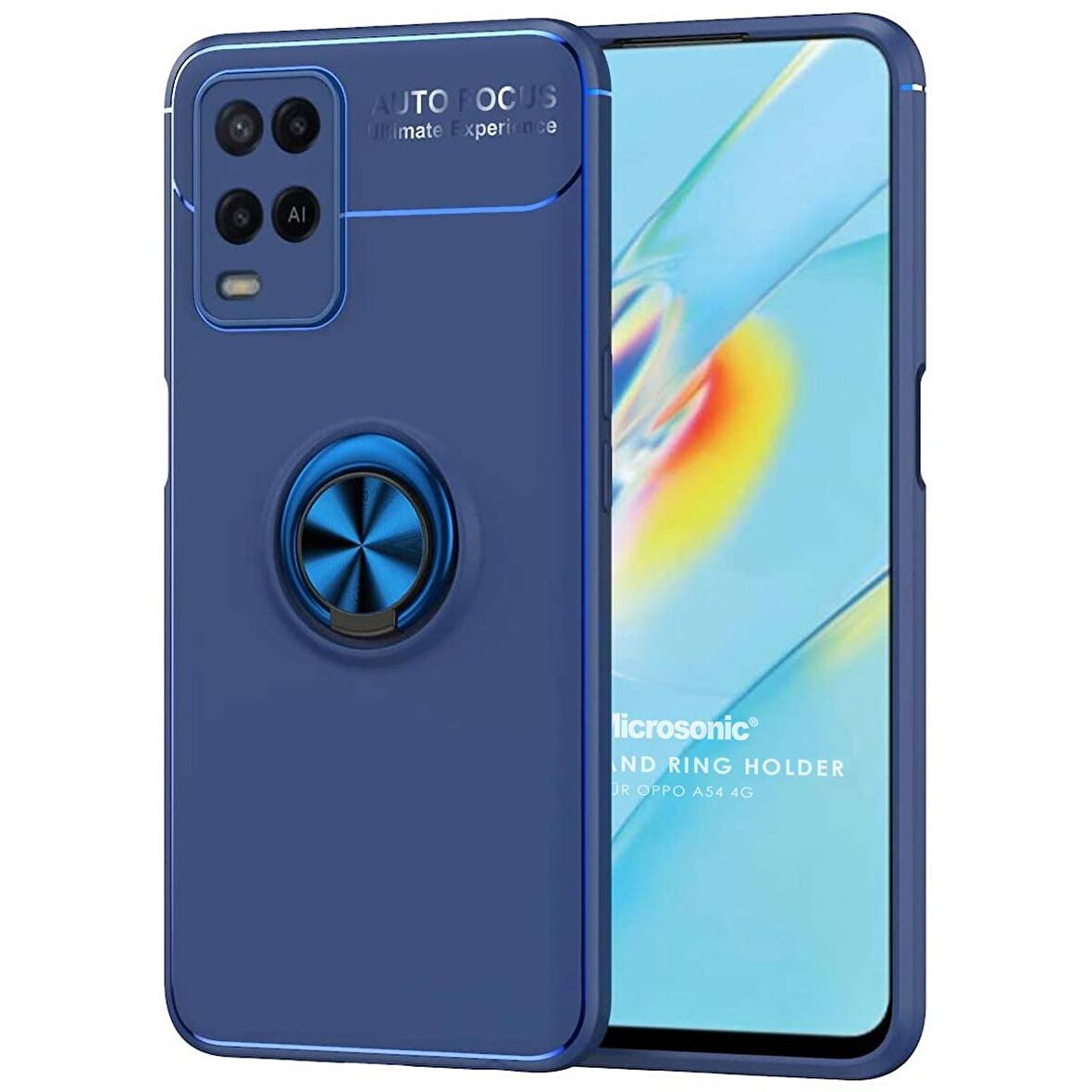 Microsonic Oppo A54 4G Kılıf Kickstand Ring Holder Lacivert