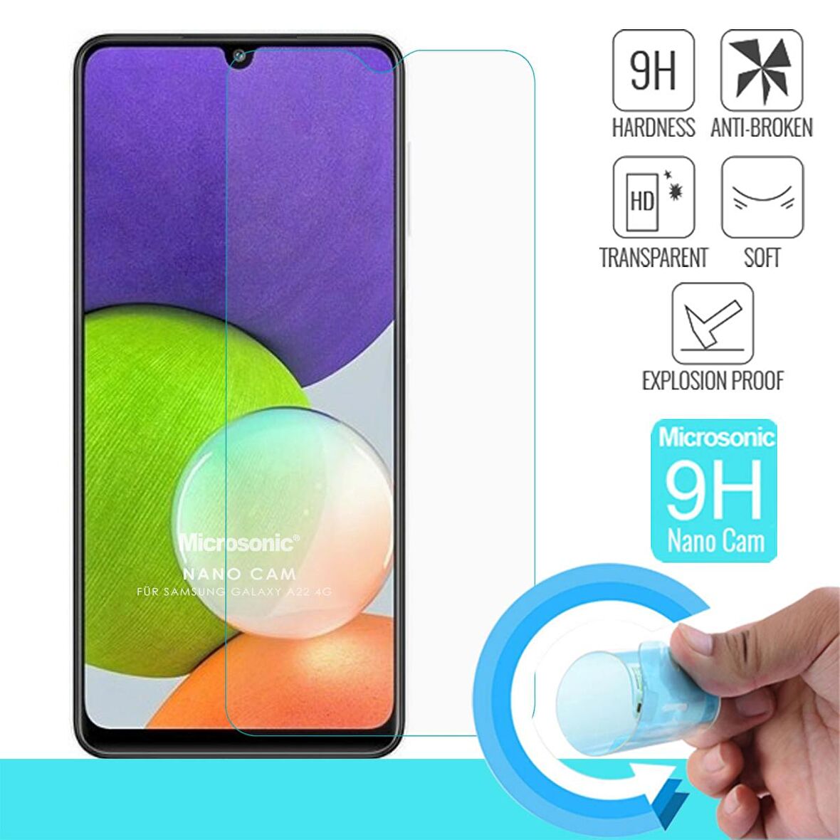 Microsonic Samsung Galaxy A22 4G Nano Glass Cam Ekran Koruyucu