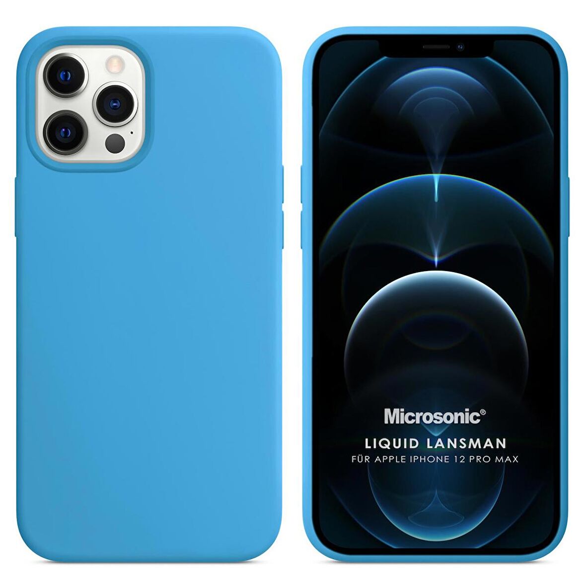 Microsonic Apple iPhone 12 Pro Max Kılıf Liquid Lansman Silikon Mavi