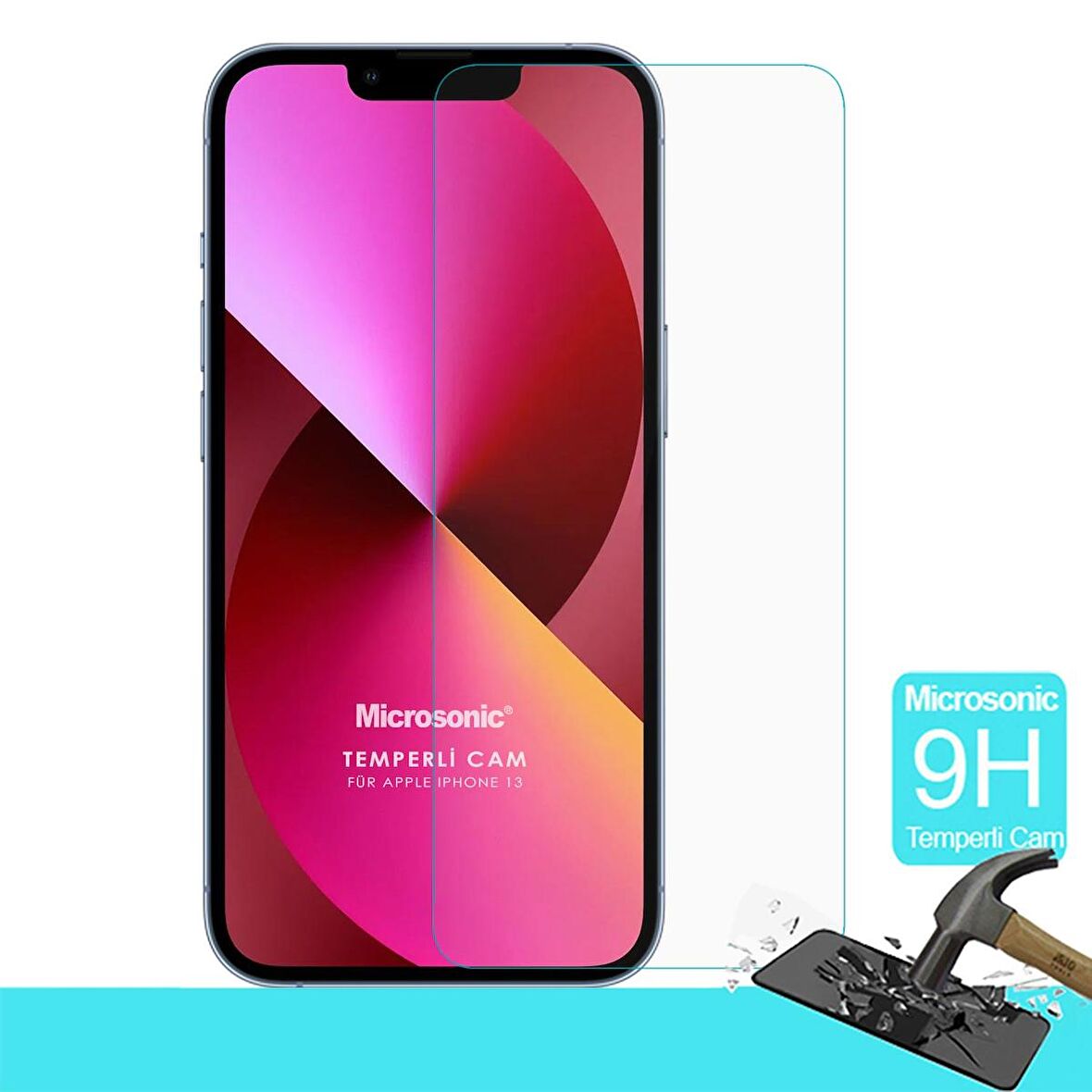 Microsonic Apple Uyumlu iPhone 13 Tempered Glass Cam Ekran Koruyucu