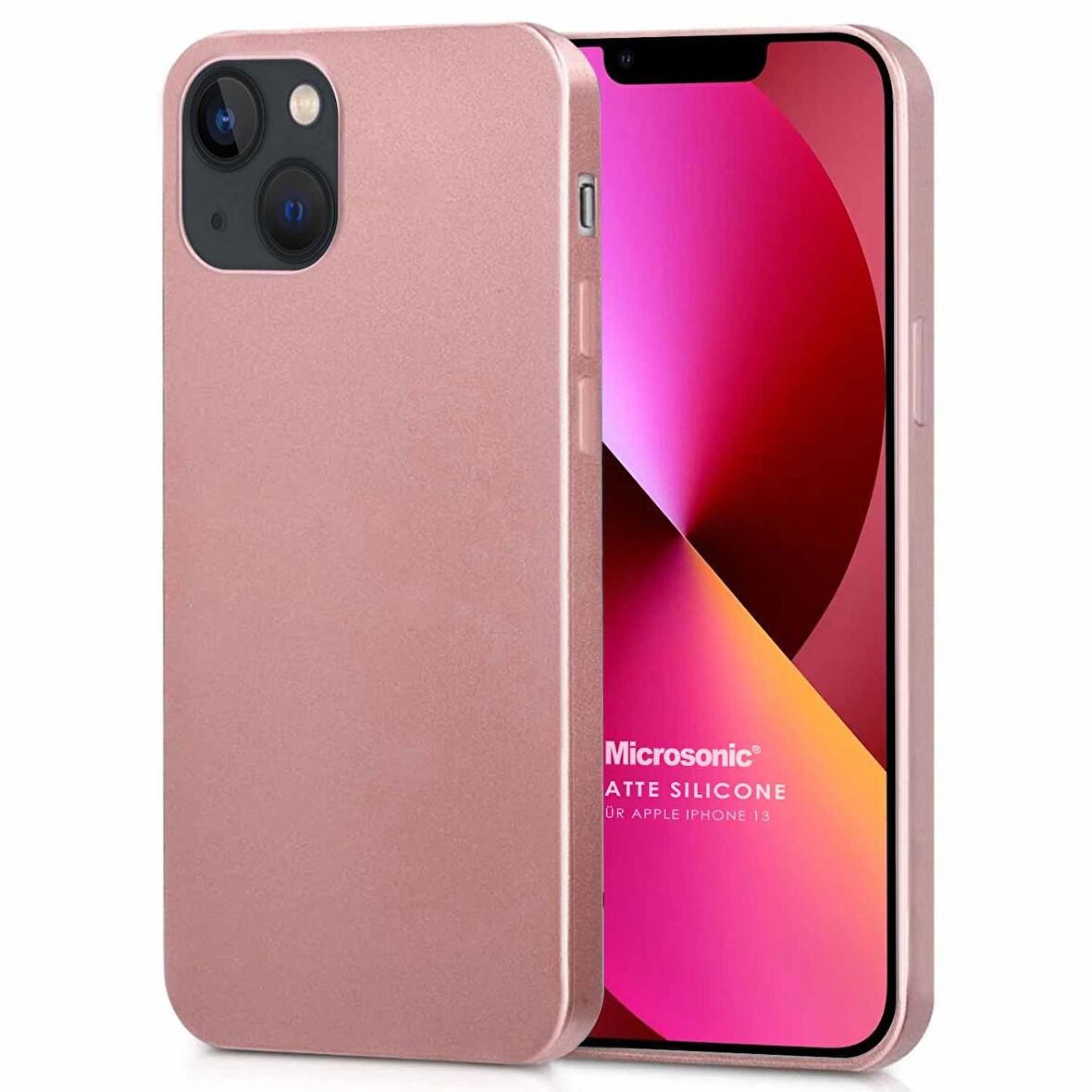 Microsonic Matte Silicone Apple iPhone 13 Kılıf Rose Gold