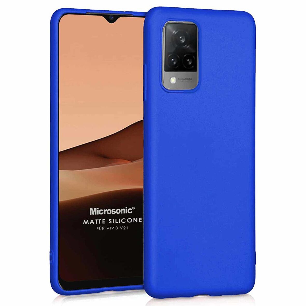 Microsonic Matte Silicone Vivo V21 Kılıf Mavi