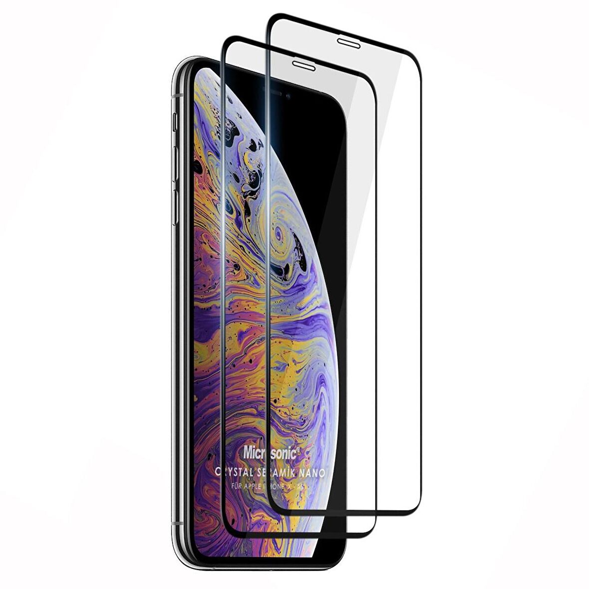 Microsonic Apple Uyumlu iPhone XS Crystal Seramik Nano Ekran Koruyucu Siyah (2 Adet)