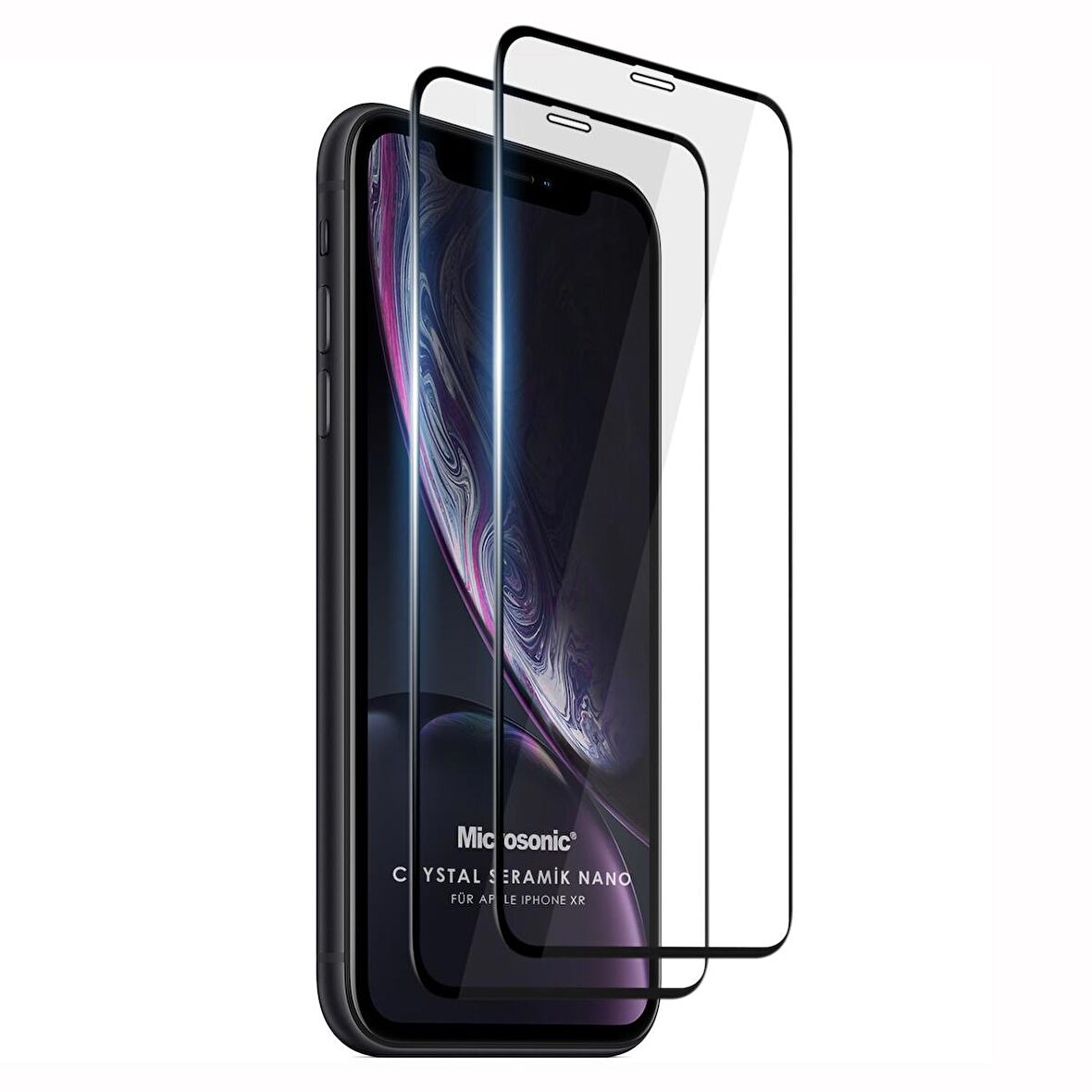 Microsonic Apple Uyumlu iPhone XR Crystal Seramik Nano Ekran Koruyucu Siyah (2 Adet)