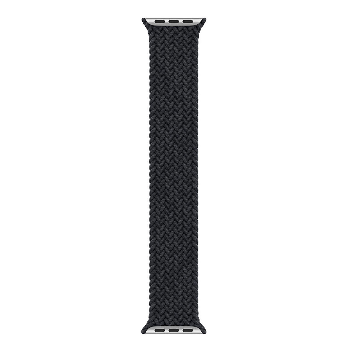 Microsonic Apple Watch Series 7 45mm Kordon, (Large Size, 160mm) Braided Solo Loop Band Siyah