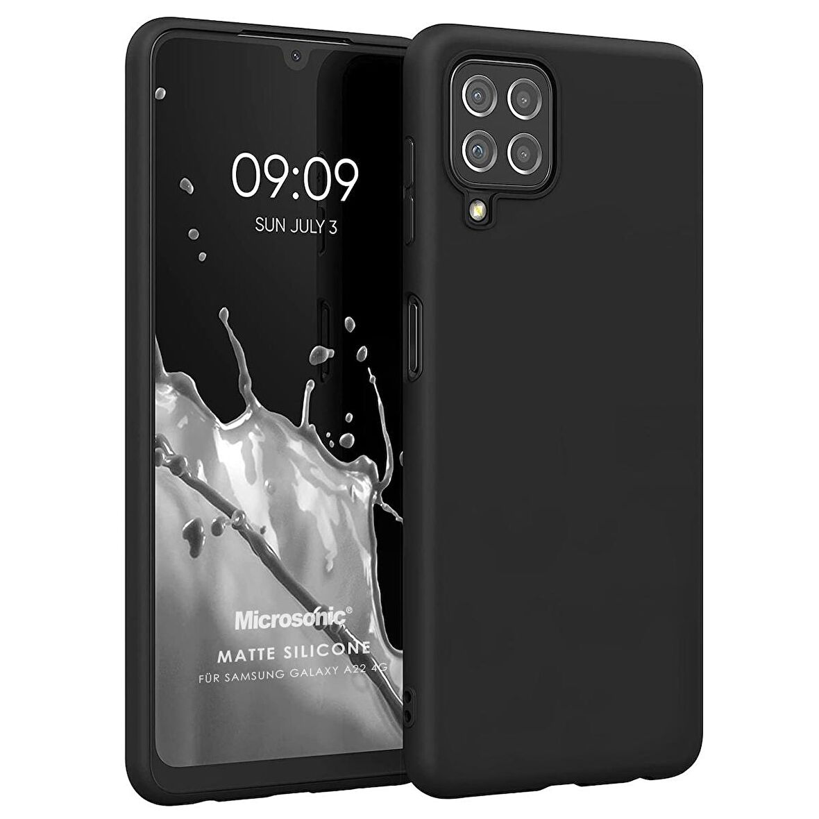 Microsonic Matte Silicone Samsung Galaxy A22 4G Kılıf Siyah