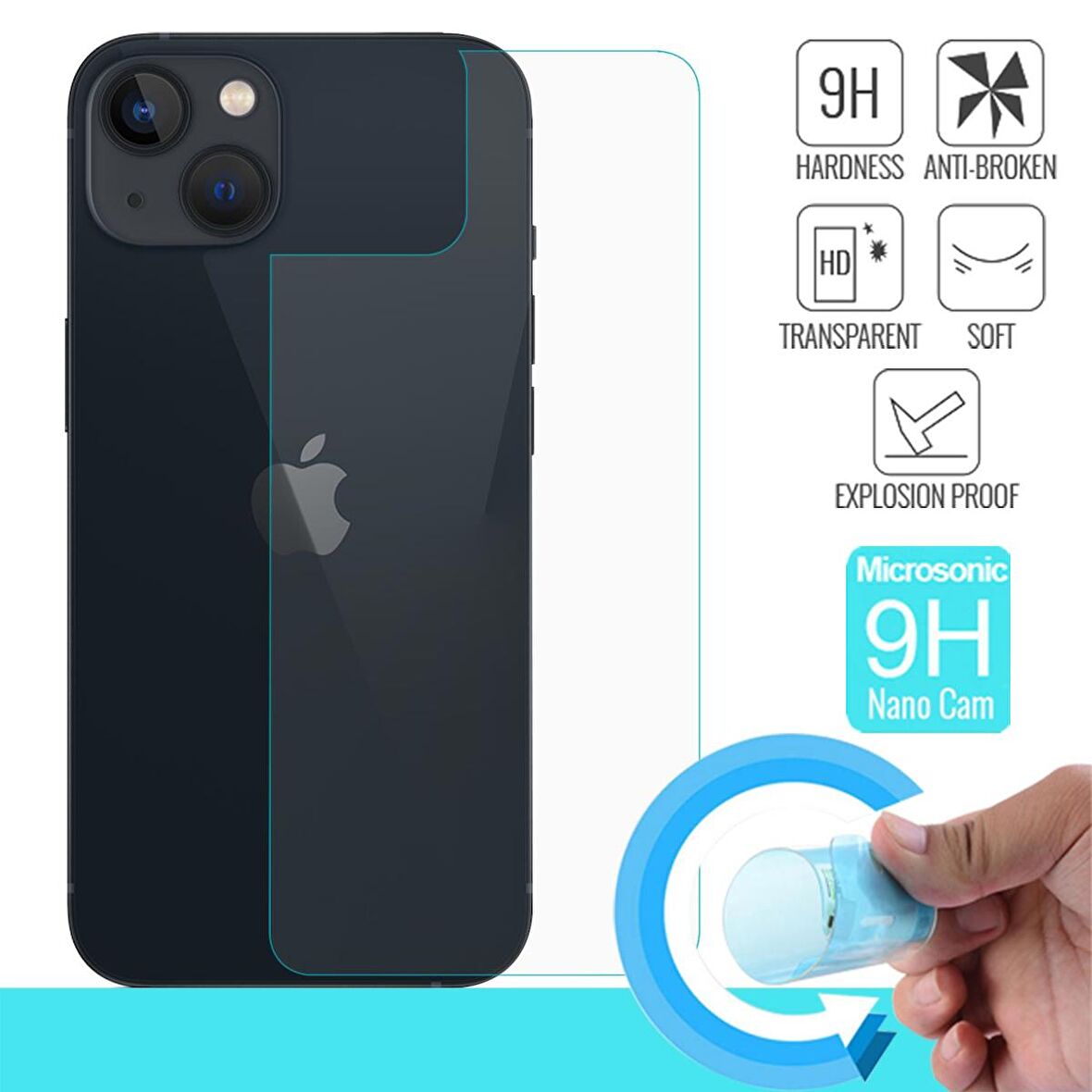 Microsonic Apple Uyumlu iPhone 13 Arka Nano Glass Cam Ekran Koruyucu