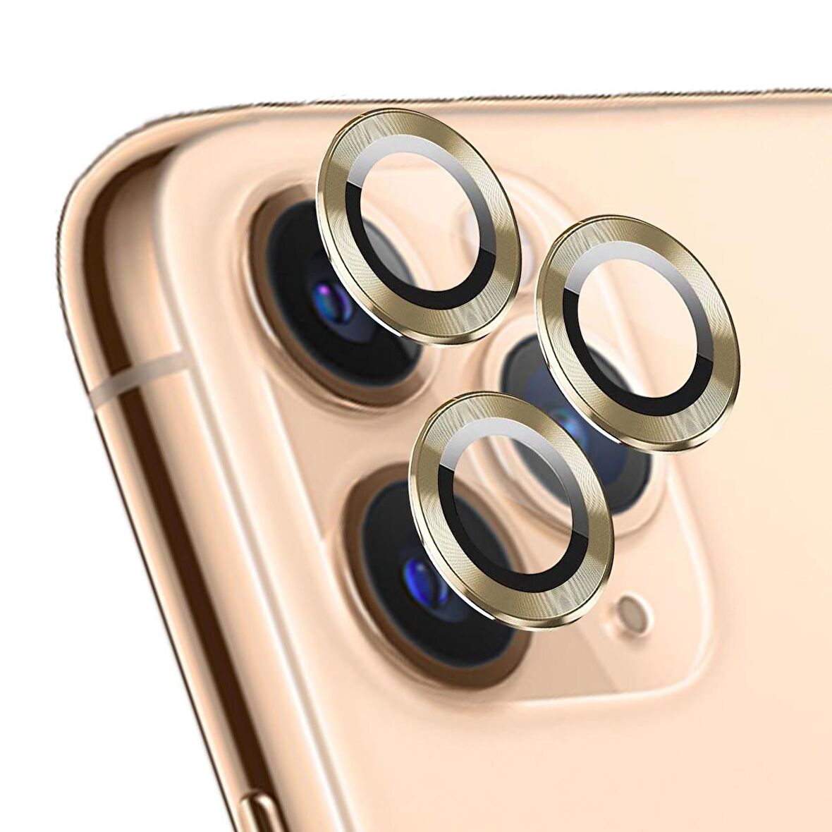 Microsonic Apple Uyumlu iPhone 11 Pro Tekli Kamera Lens Koruma Camı Gold
