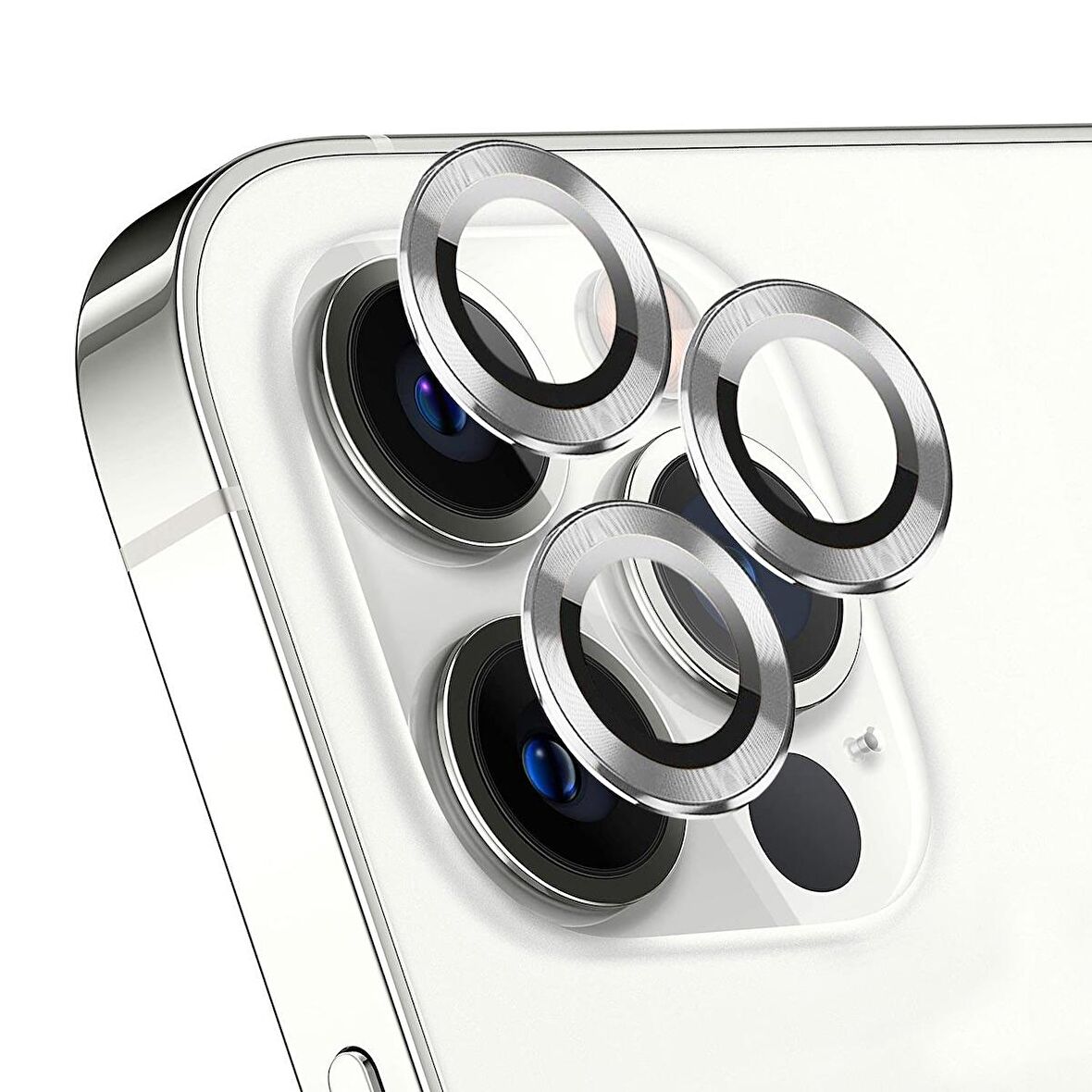 Microsonic Apple Uyumlu iPhone 12 Pro Max Tekli Kamera Lens Koruma Camı Gümüş