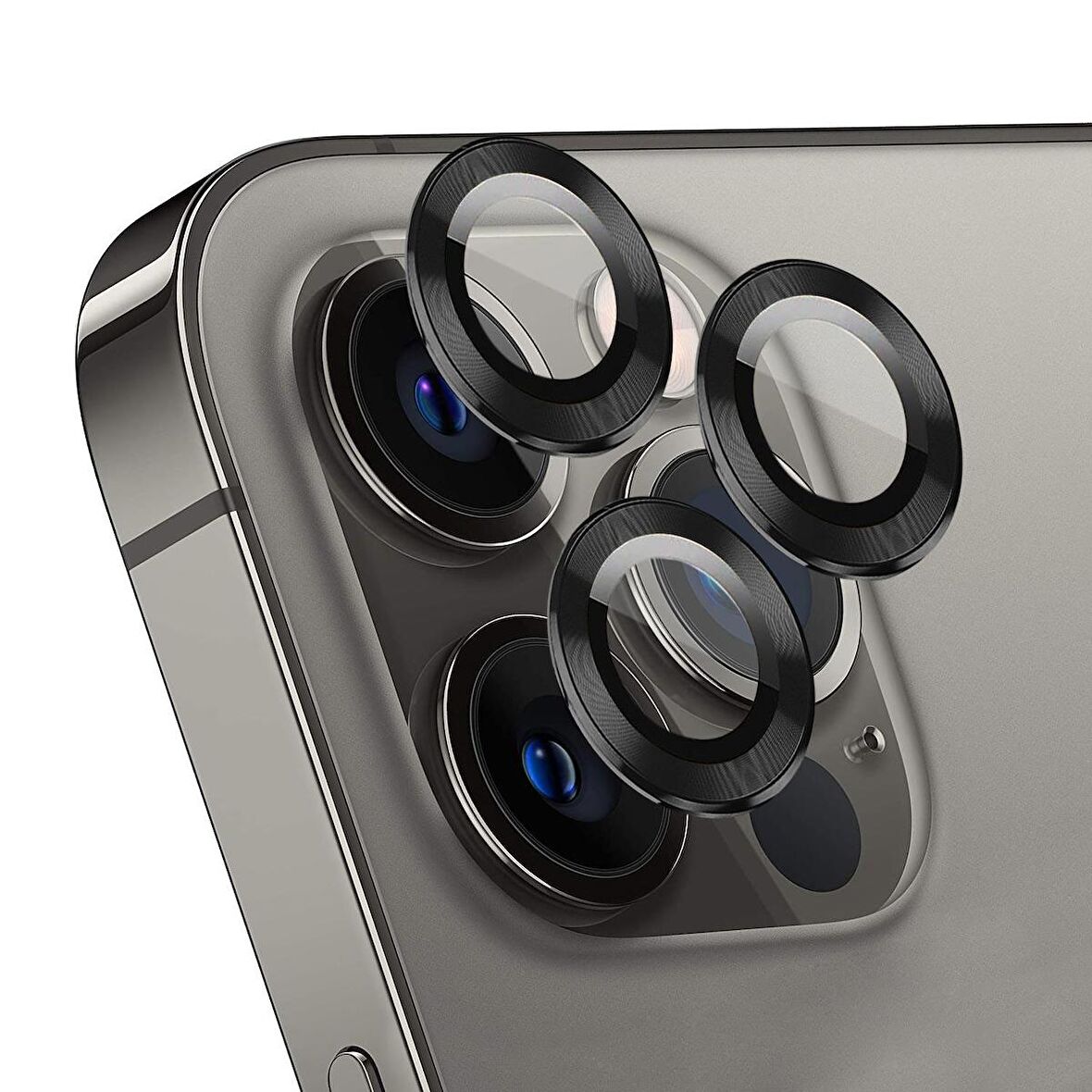 Microsonic Apple Uyumlu iPhone 12 Pro Max Tekli Kamera Lens Koruma Camı Siyah