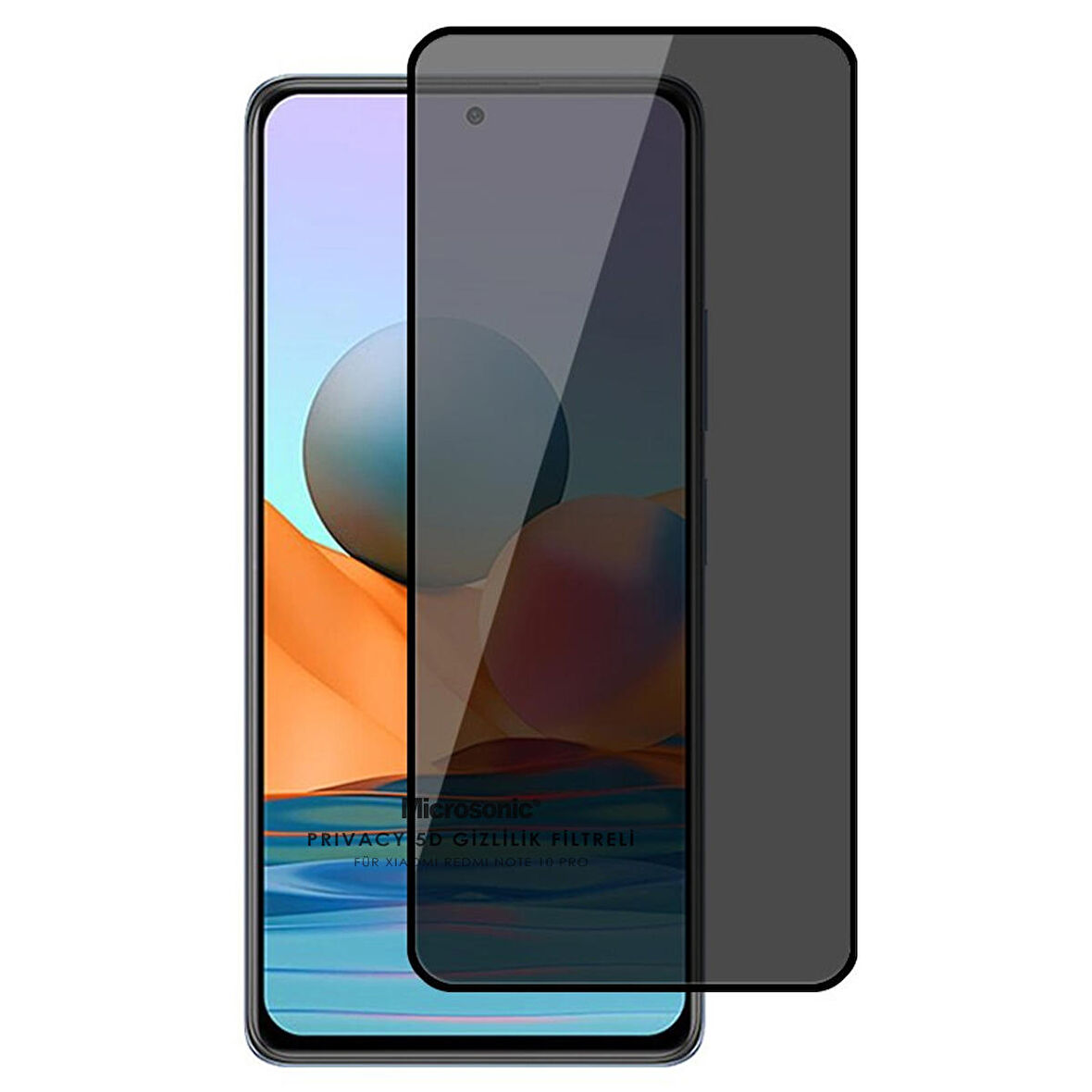 Microsonic Xiaomi Poco M3 Pro Privacy 5D Gizlilik Filtreli Cam Ekran Koruyucu Siyah