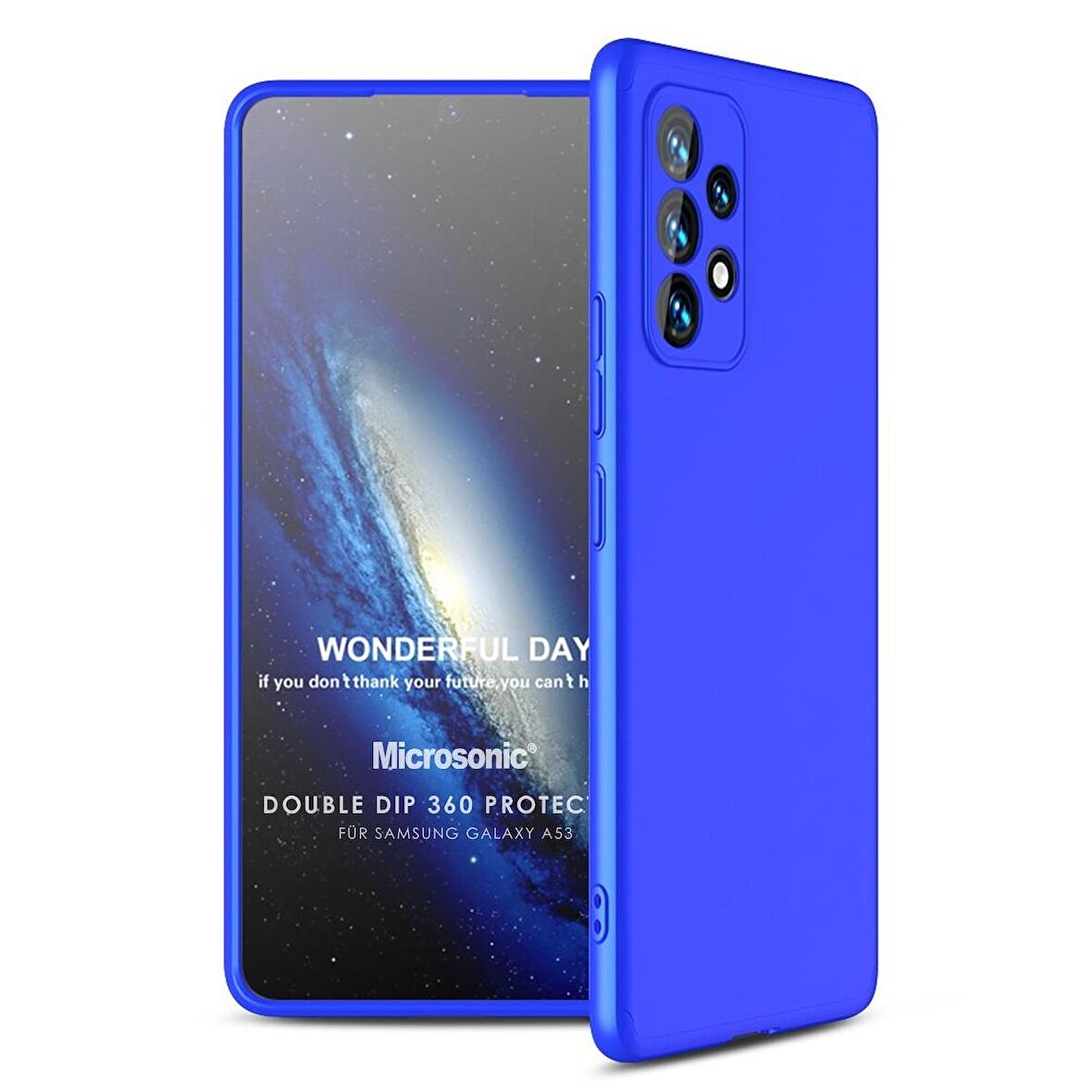 Microsonic Samsung Galaxy A53 5G Kılıf Double Dip 360 Protective Mavi