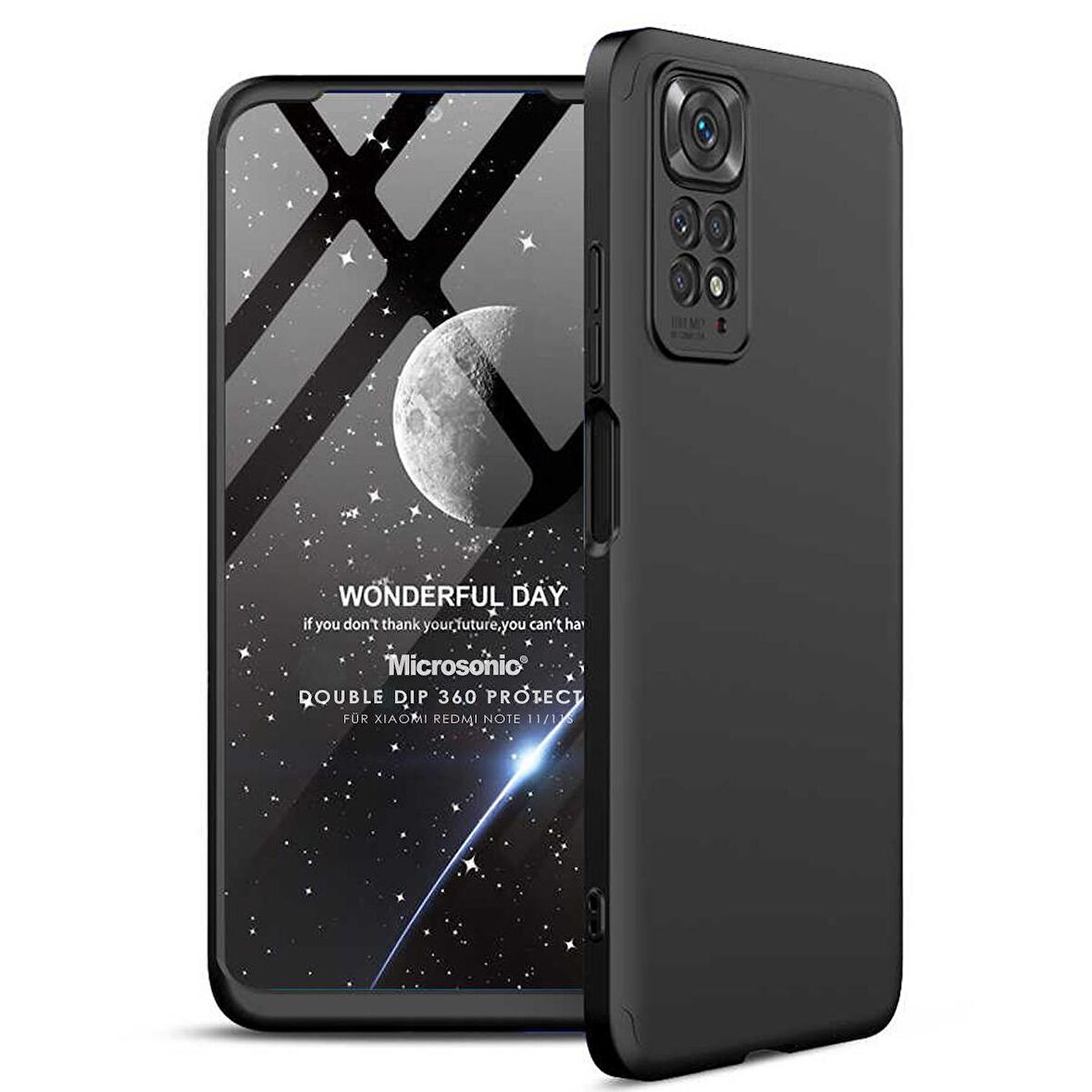 Microsonic Xiaomi Redmi Note 11 Kılıf Double Dip 360 Protective Siyah