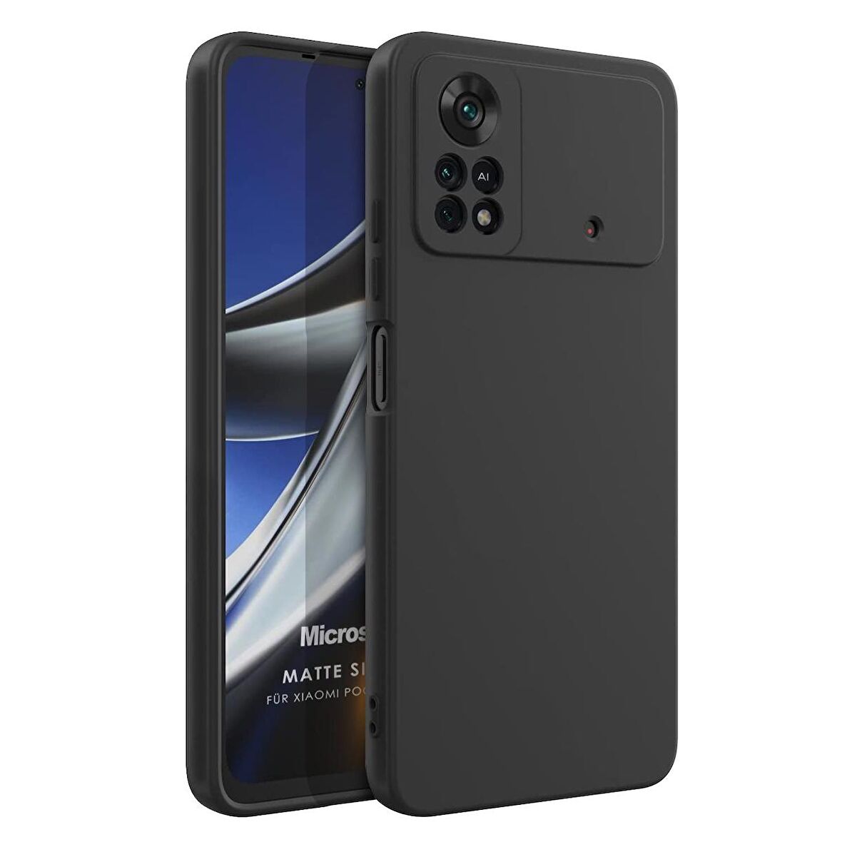 Microsonic Matte Silicone Xiaomi Poco X4 Pro 5G Kılıf Siyah