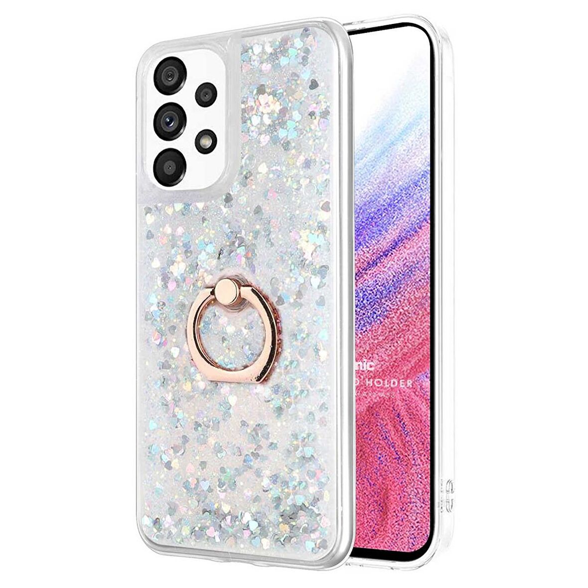 Microsonic Samsung Galaxy A53 5G Kılıf Glitter Liquid Holder Gümüş