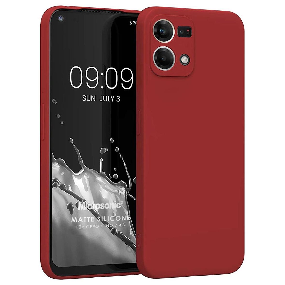 Microsonic Matte Silicone Oppo Reno 7 4G Kılıf Kırmızı