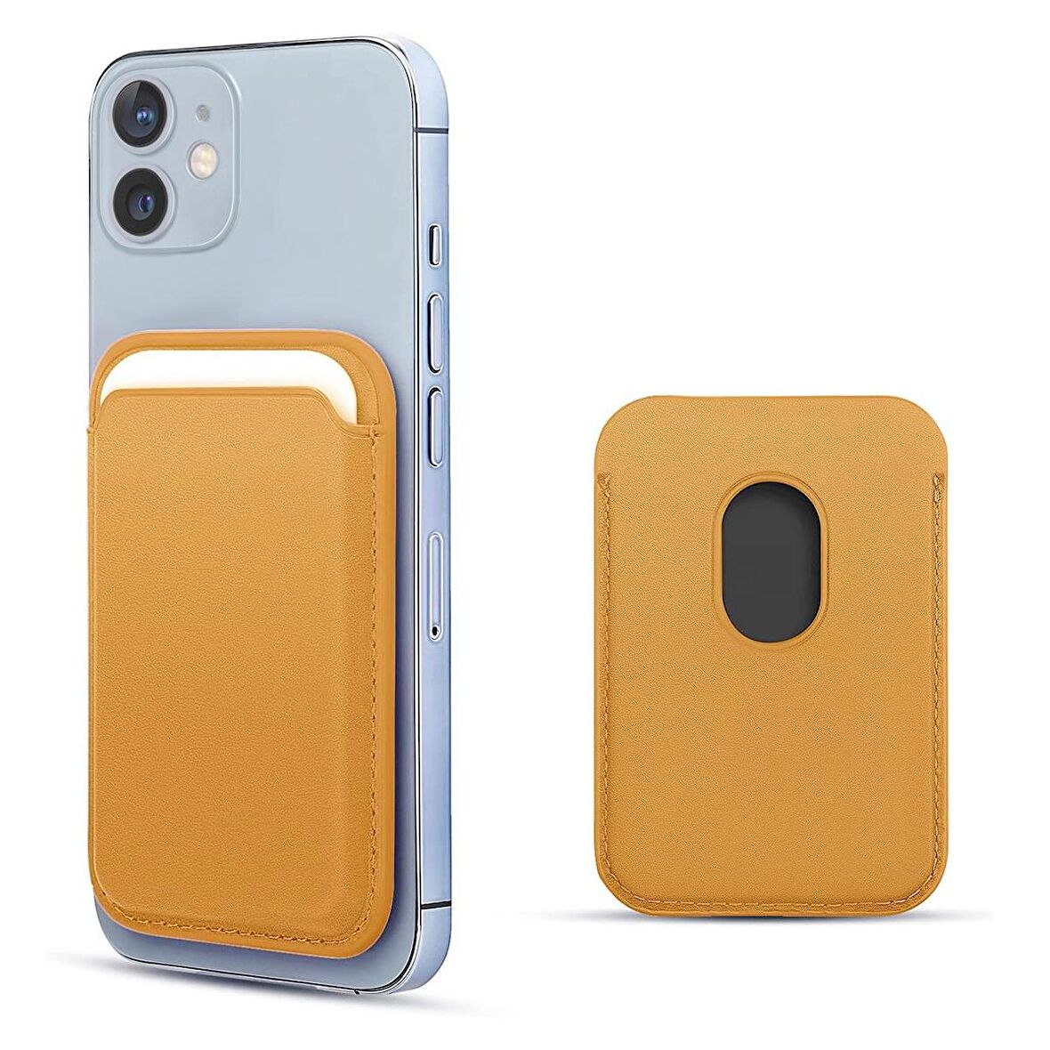 Microsonic Apple iPhone 12 Leather Wallet MagSafe Sarı