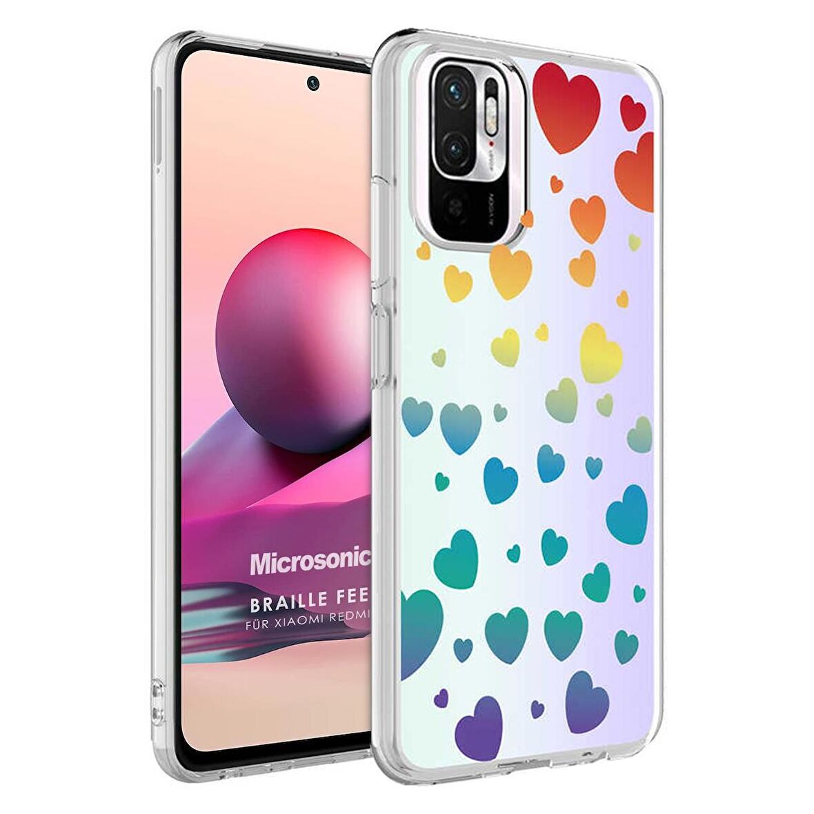 Microsonic Xiaomi Poco M5s Braille Feel Desenli Kılıf Heart