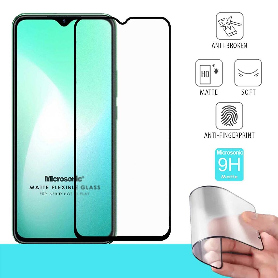 Microsonic Infinix Hot 11 Play Seramik Matte Flexible Ekran Koruyucu Siyah