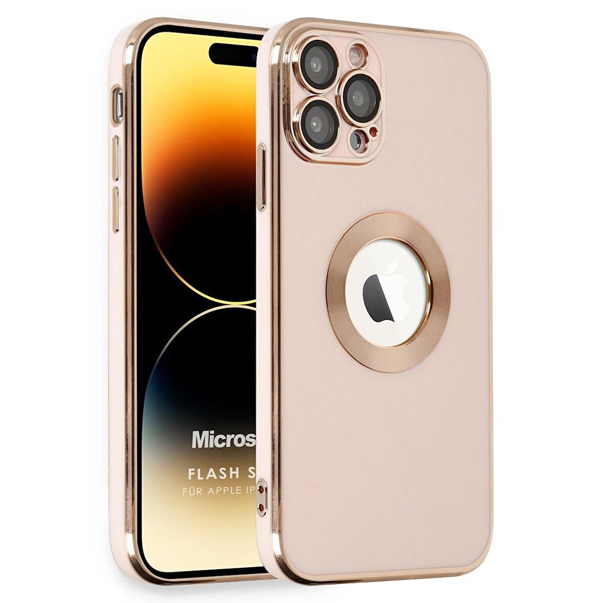 Microsonic Apple iPhone 14 Pro Max Kılıf Flash Stamp Rose Gold