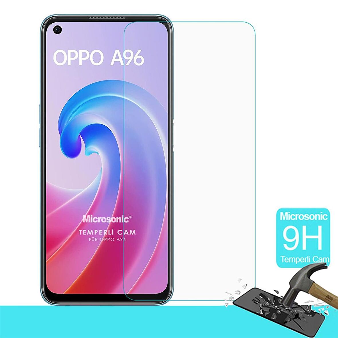 Microsonic Oppo A76 Tempered Glass Cam Ekran Koruyucu