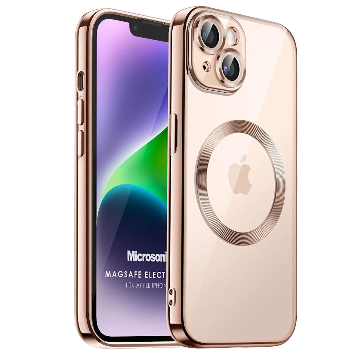 Microsonic Apple iPhone 13 Kılıf MagSafe Luxury Electroplate Rose Gold