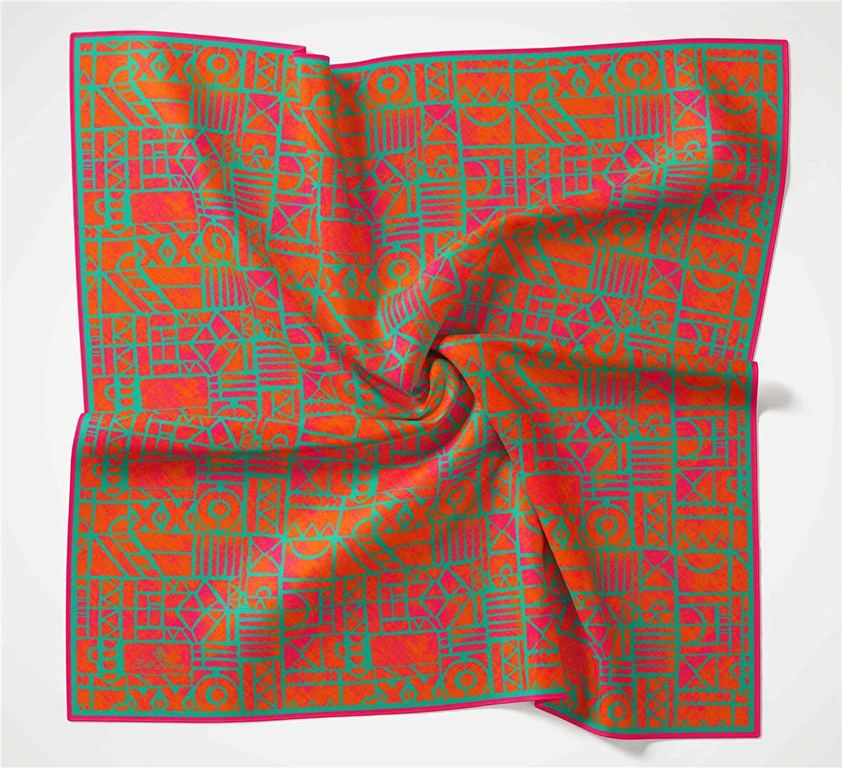 Silk Home Soft Eşarp 36672 Turuncu-Yeşil Karma Desen 