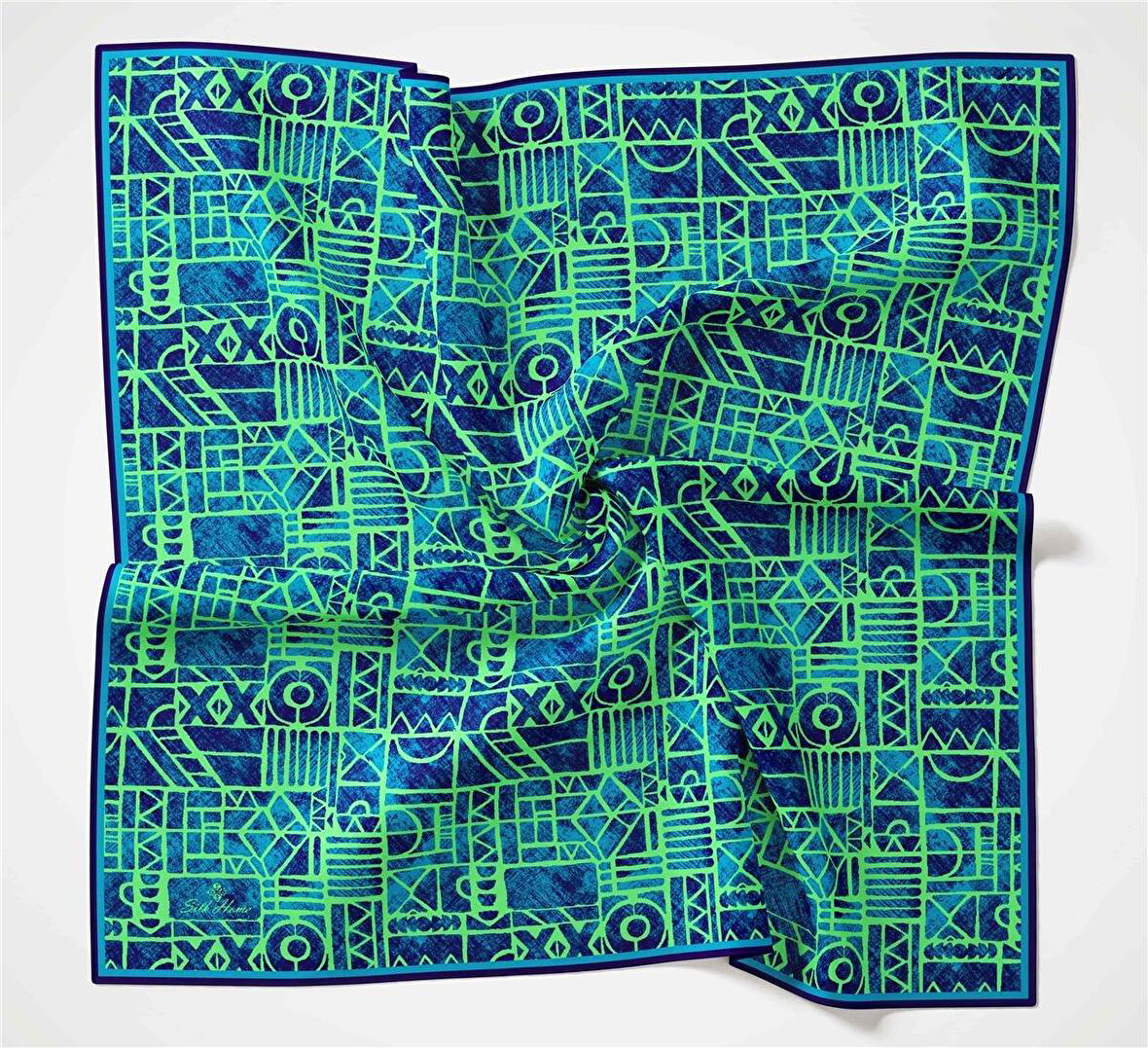 Silk Home Soft Eşarp 36700 Mavi Yeşil Karma Desen 