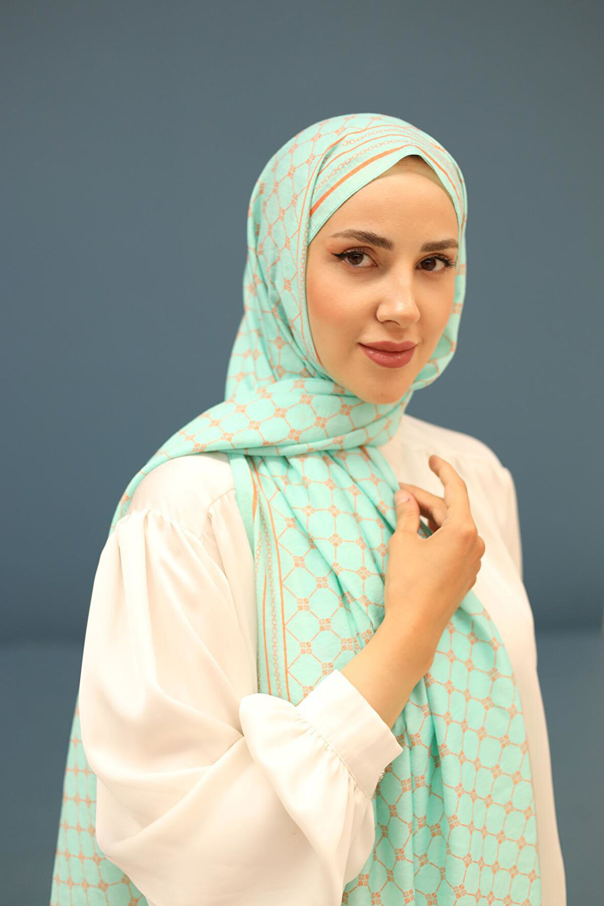 Silk Home Olinda Şal 49005-14 Turkuaz Yeşili, Parlak Turuncu