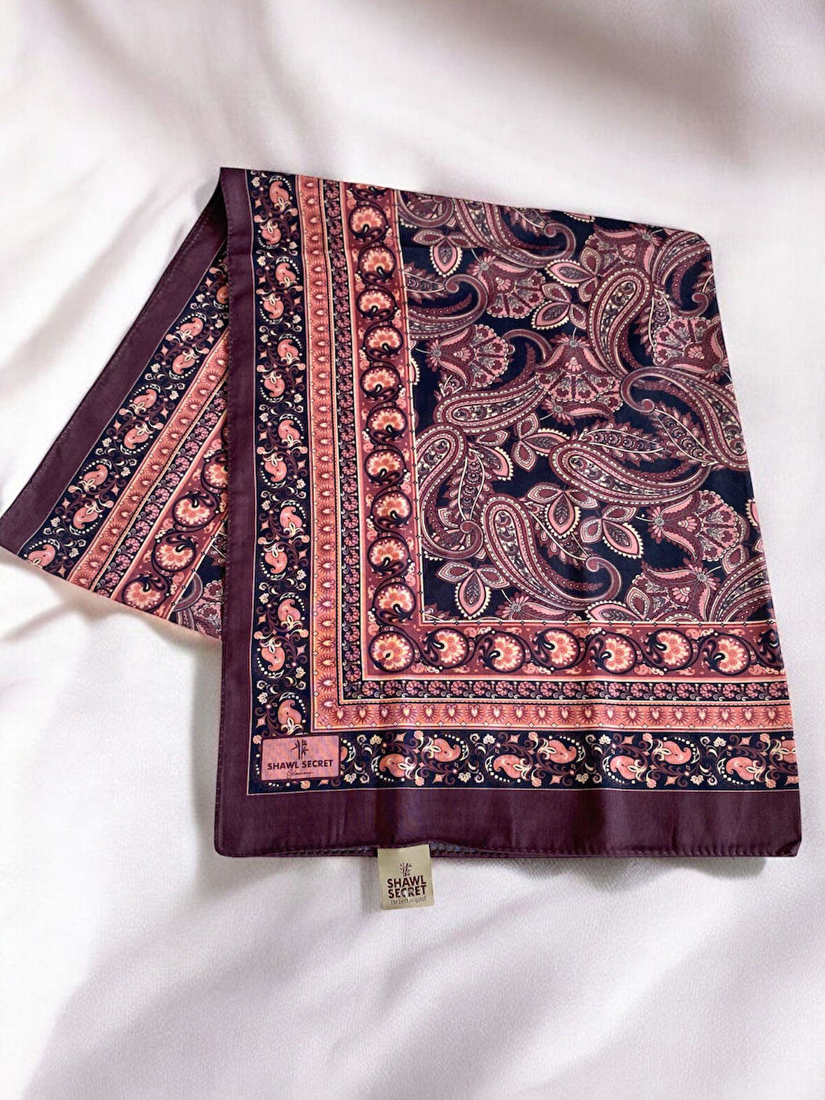 Shawl Secret Glamour Pamuklu Etnik Soft Şal 49508 Bordo