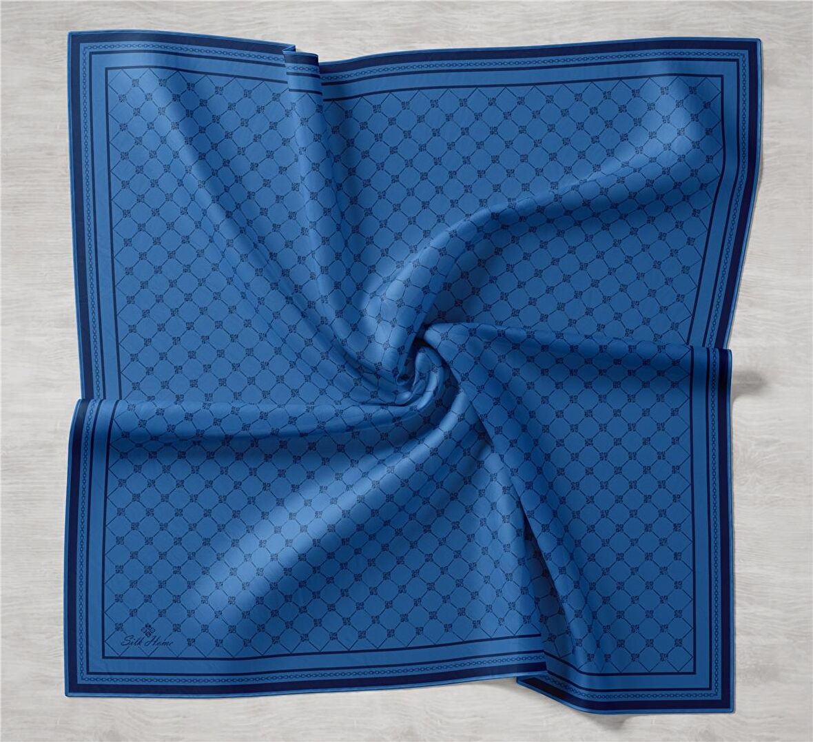 Silk Home Mavi Desenli Tivil İpek Eşarp 11393-08