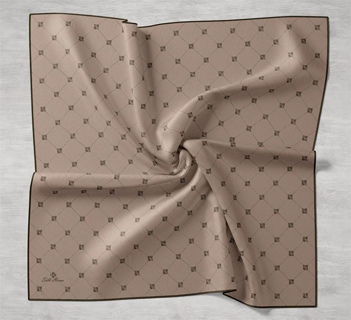 Silk Home Kahverengi Desenli Tivil İpek Eşarp 11392-13