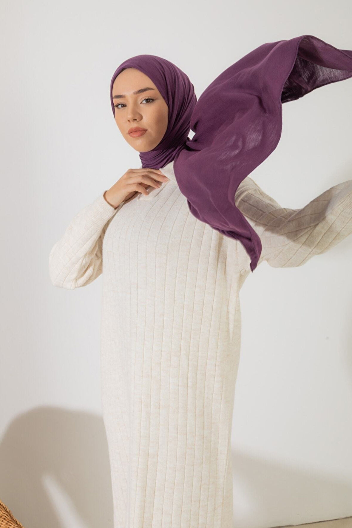 Aminenesil Silkhome Penye Şal Mor Renk