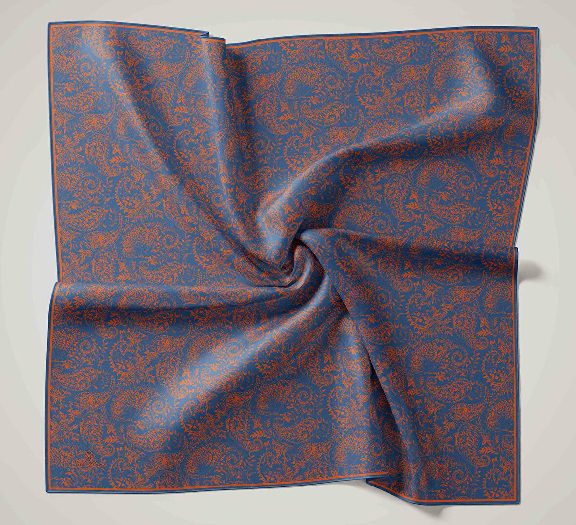 Silk Home Soft Eşarp 47035 Mavi-Turuncu Karışık Desen 