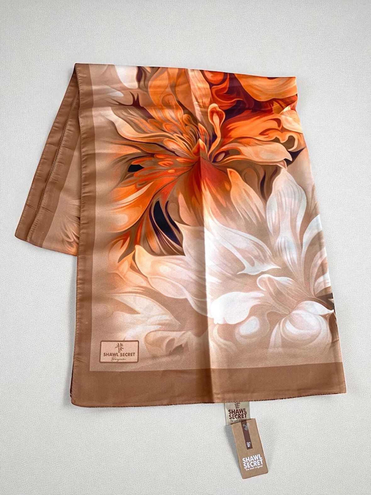 Shawl Secret Bergüzar Kokulu Tivil Soft Şal 50022 Turuncu Karışık Desen