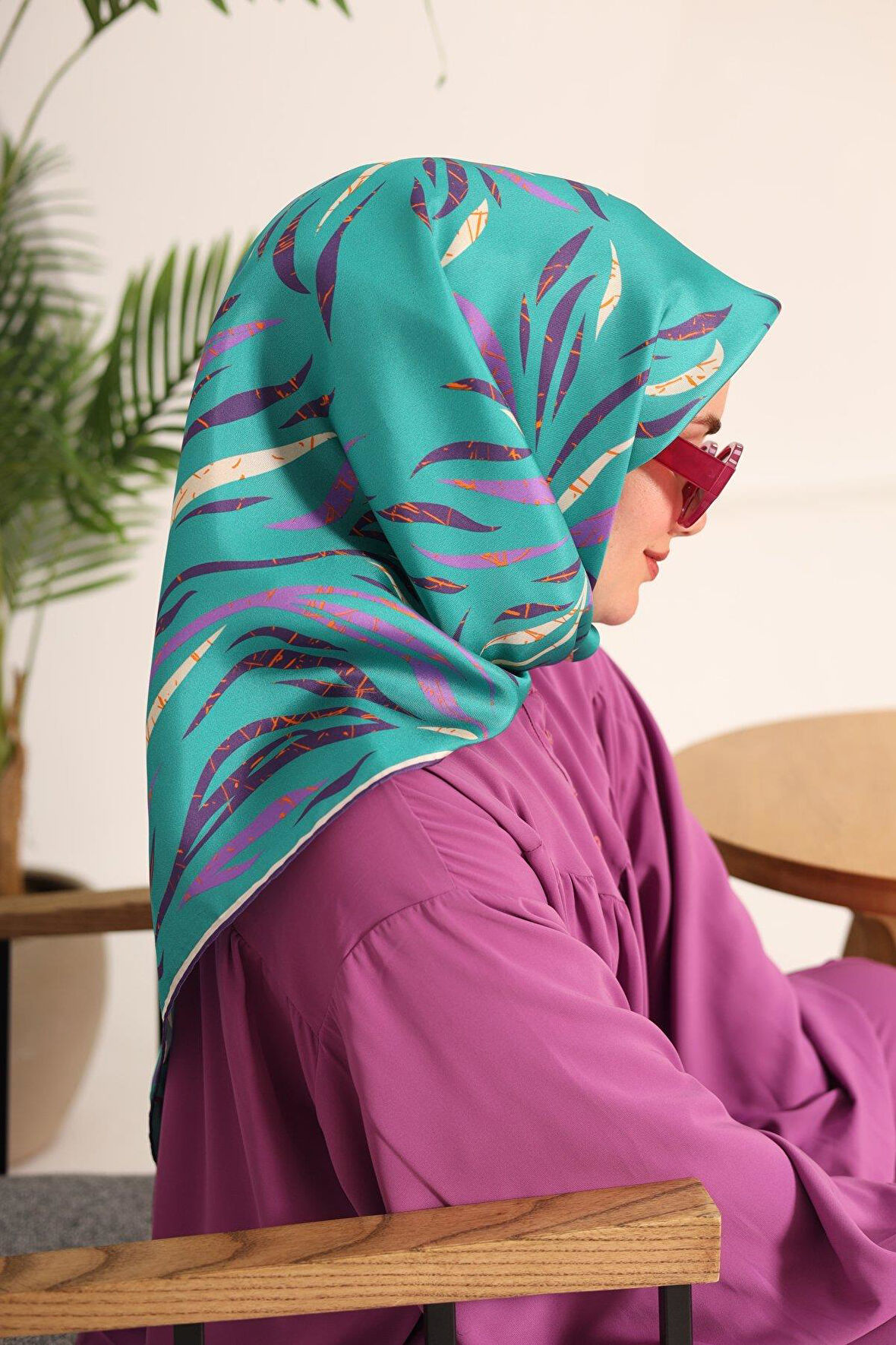 Silk Home Tivil İpek Eşarp 11432-35 Yeşil Eflatun