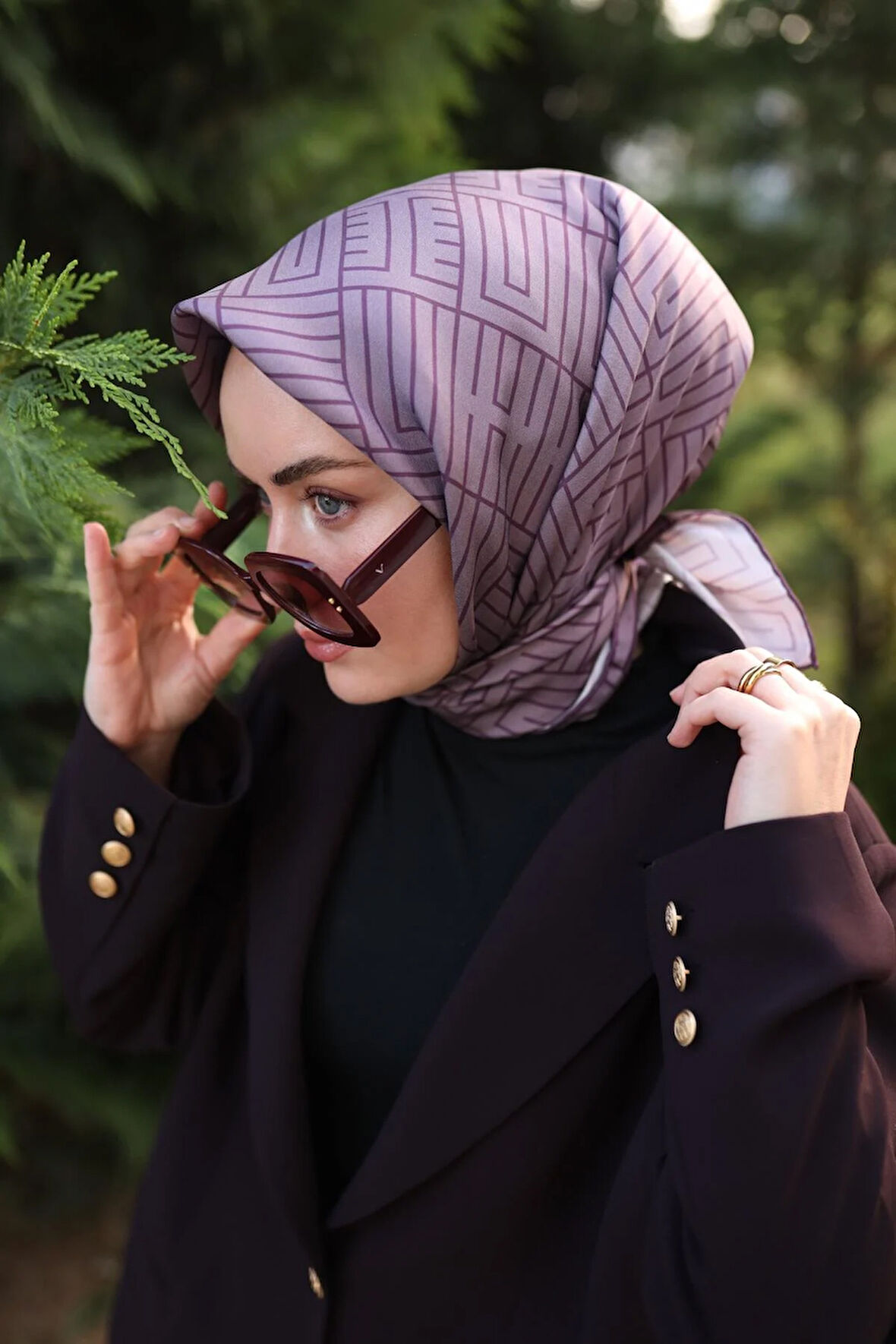 Silk Home Tivil İpek Eşarp 11447-30 Leylak Karışık Desen
