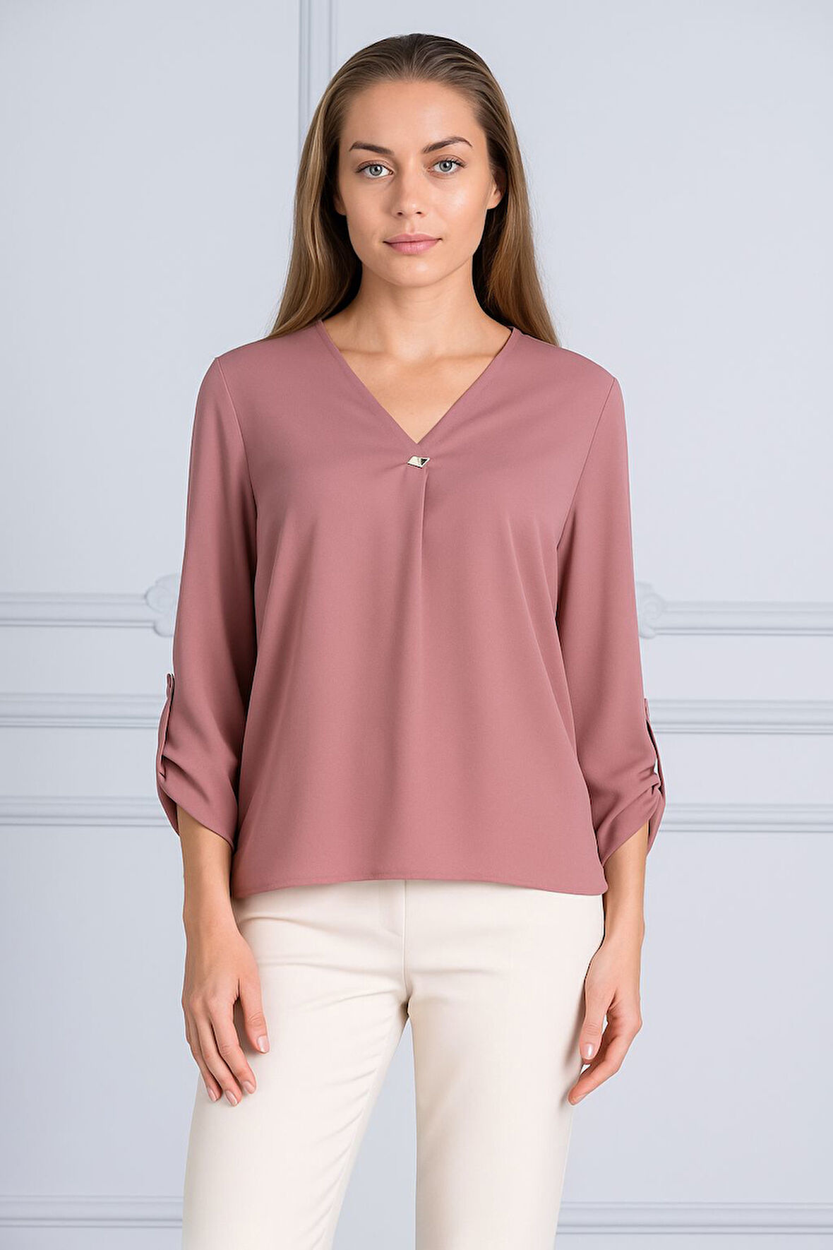 Aksesuarlı Basıc Bluz