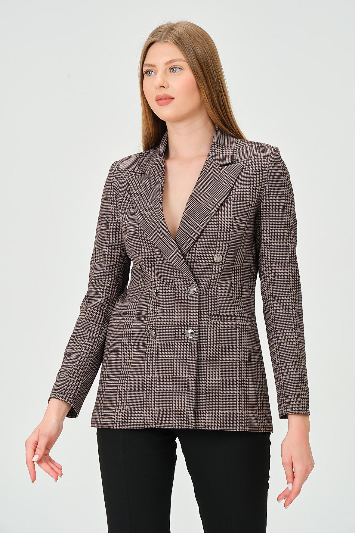 Desenli kumaştan Blazer Ceket 