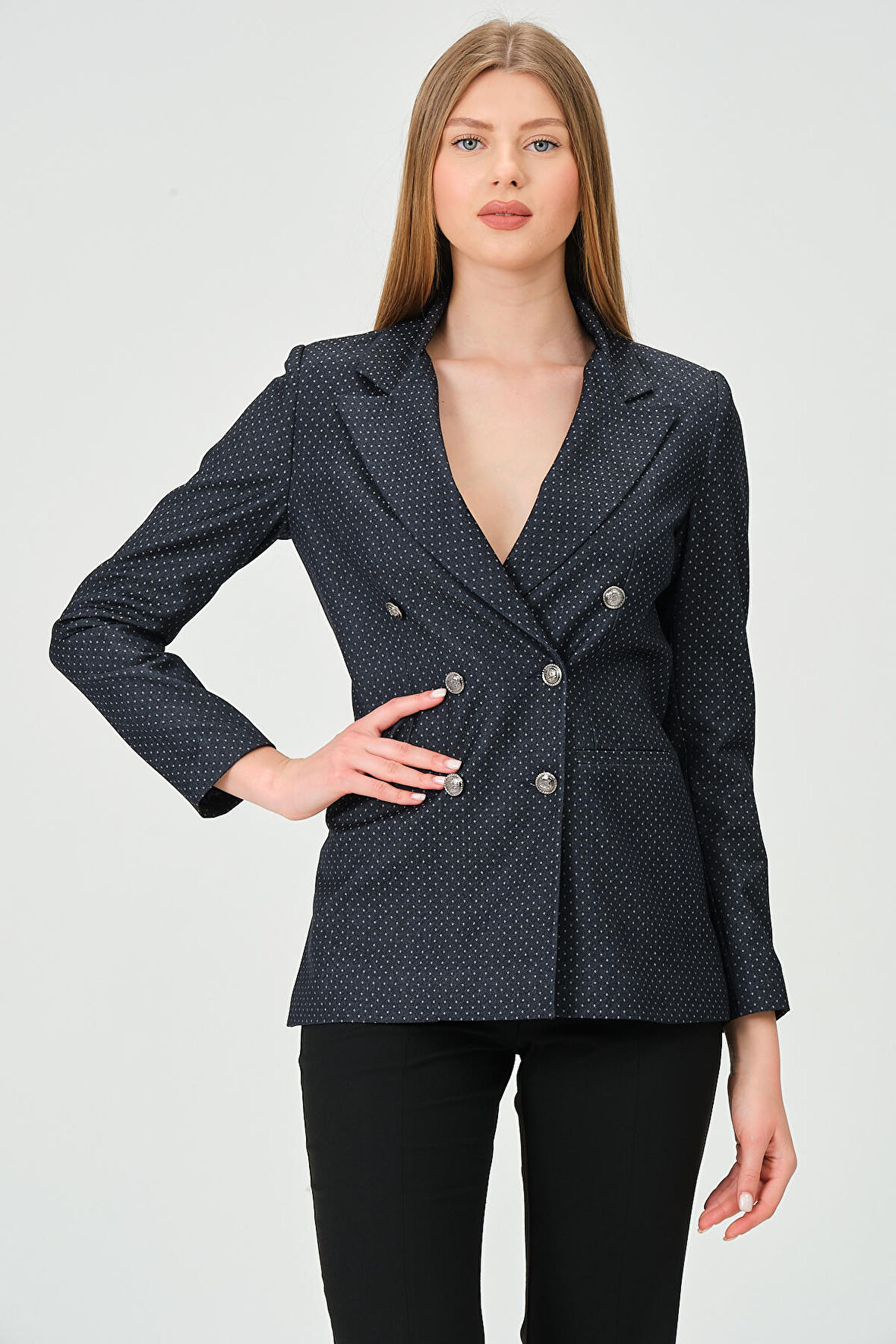 Desenli kumaştan Blazer Ceket 