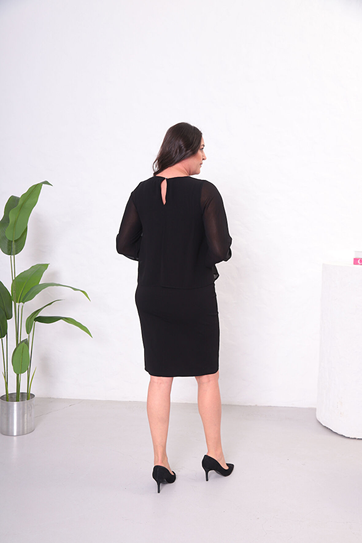 Büyük Beden Çift Katlı Elbise