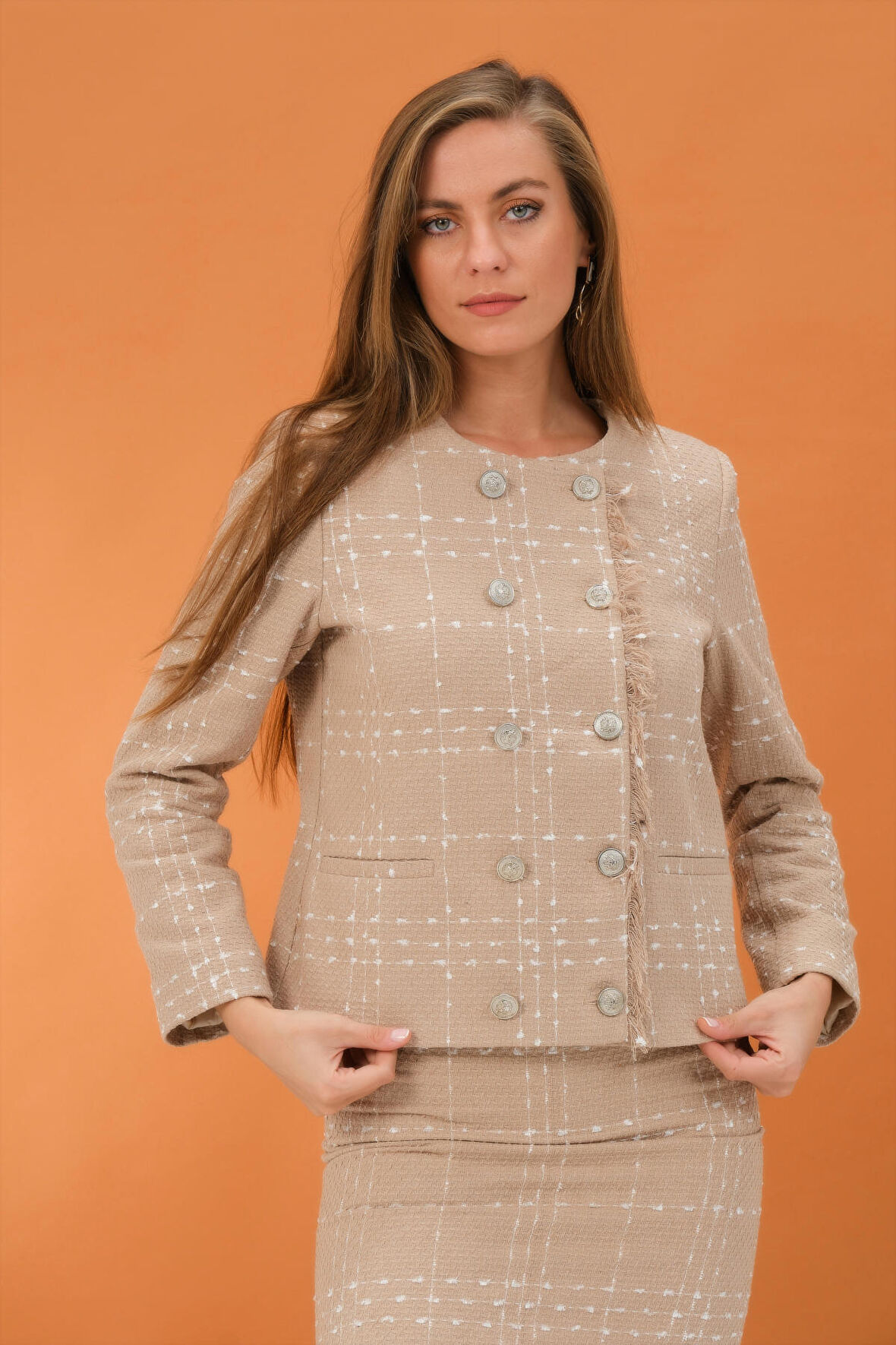 Tuvit Saçaklı Ceket