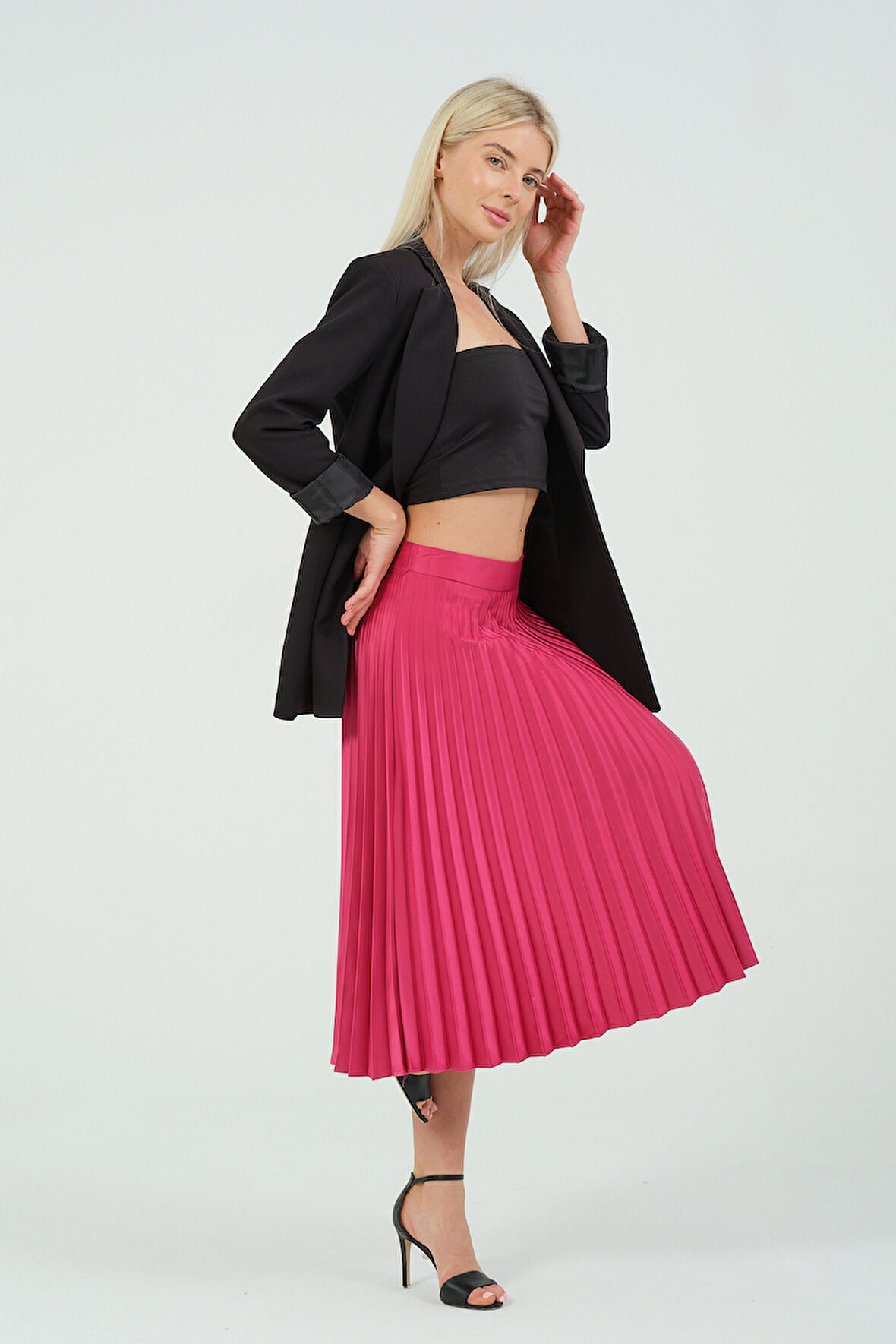 Pilise Detaylı Saten Etek