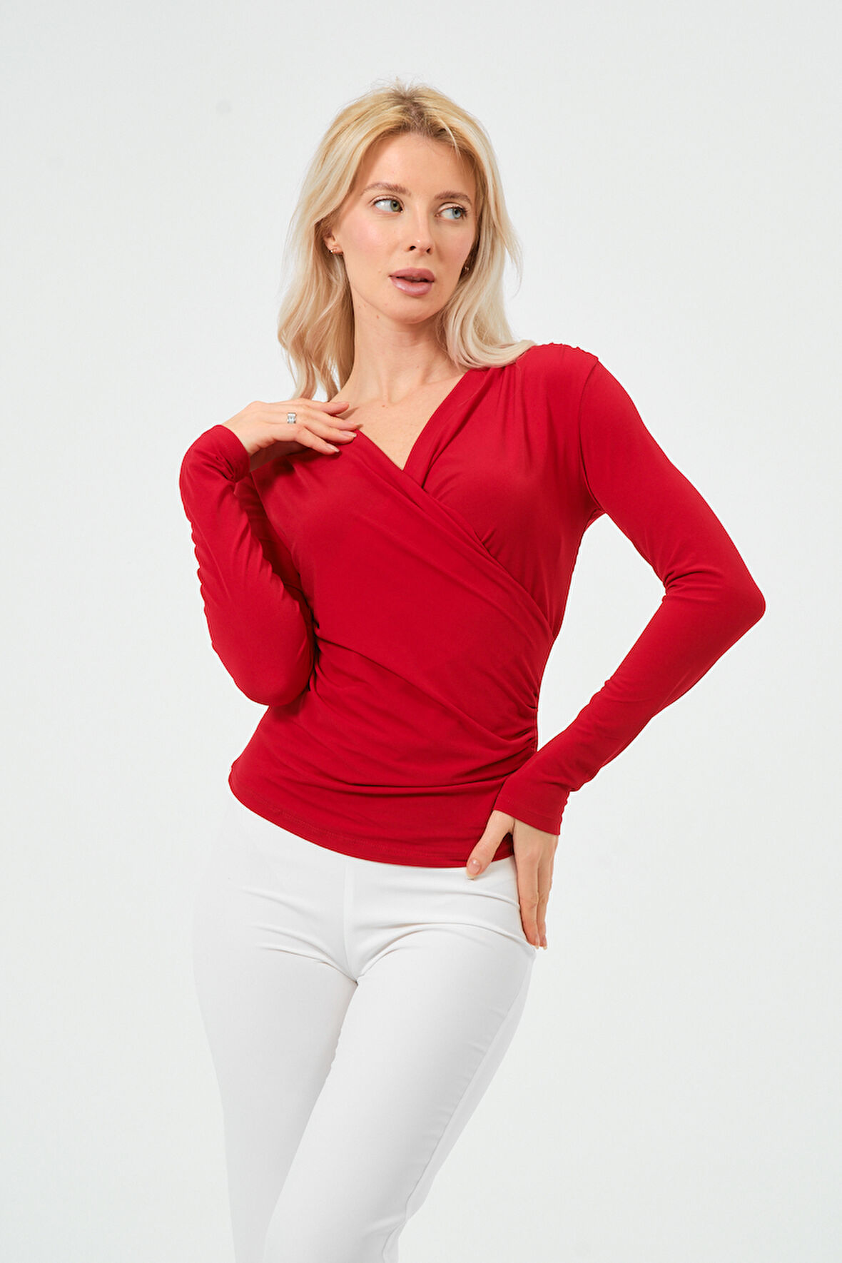 Önü Kuruvaze Büzgülü BodyCorn Bluz