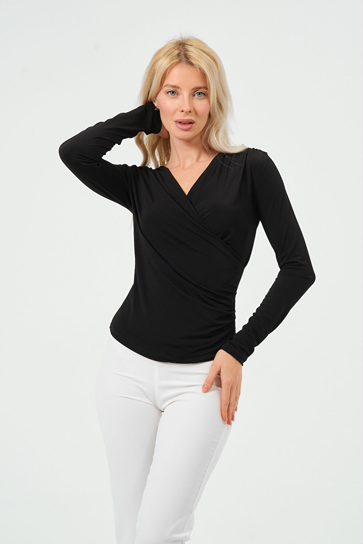 Önü Kuruvaze Büzgülü BodyCorn Bluz