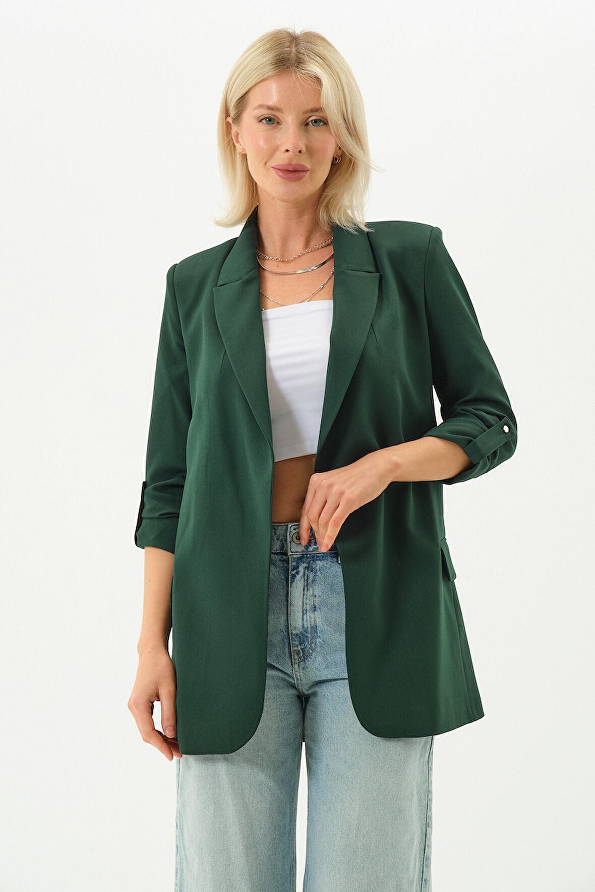 Kolu Büzgülü Blazer Ceket 