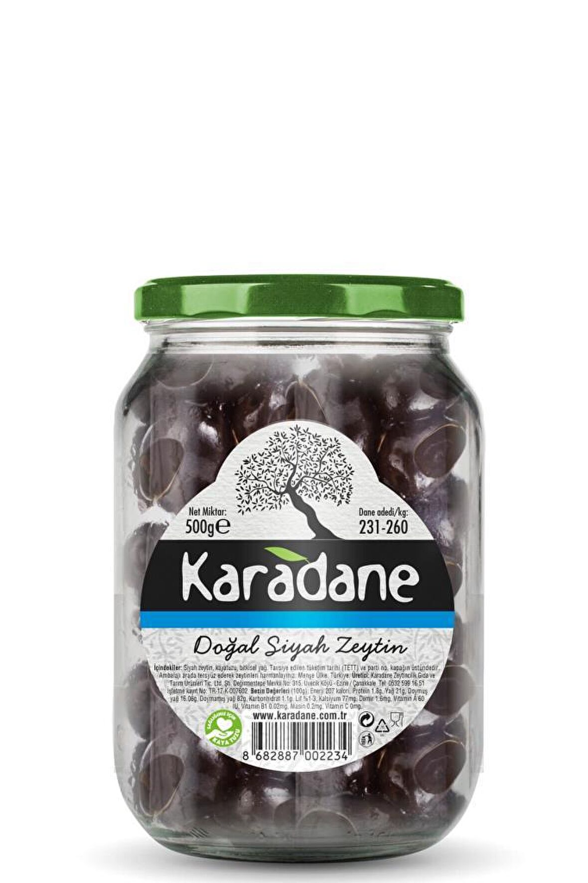 Karadane Doğal Siyah Zeytin 231- 260 500Gr